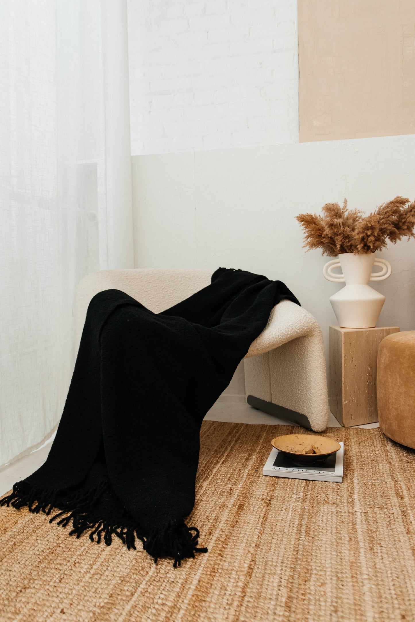 Baldwin Wool Boucle Throw: Ivory