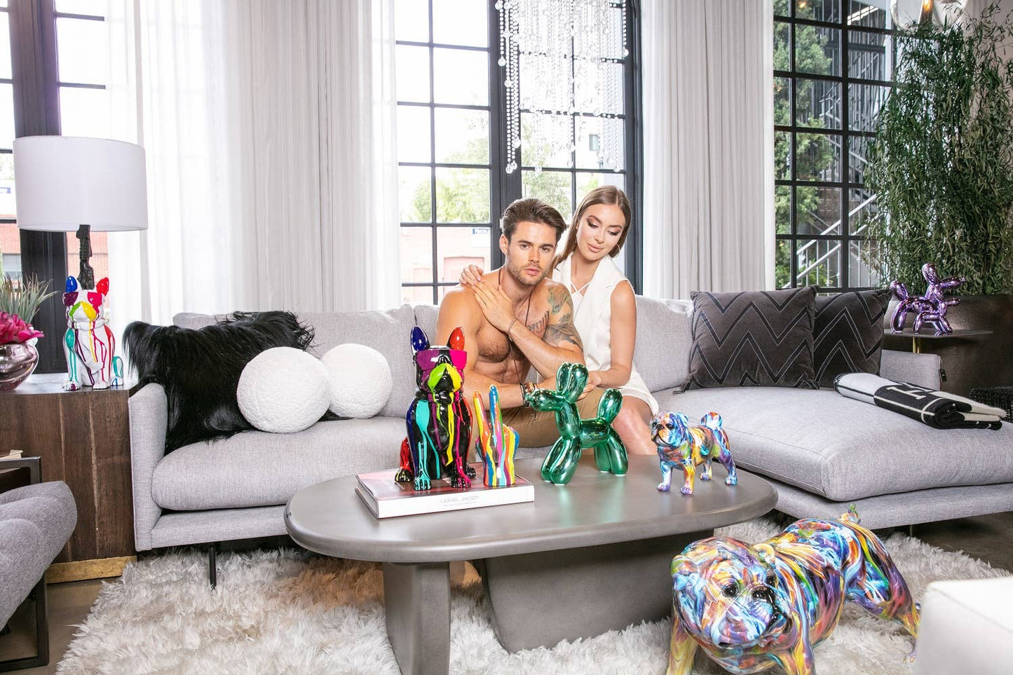 Lavender Ceramic Dog Piggy Bank - 12" tall