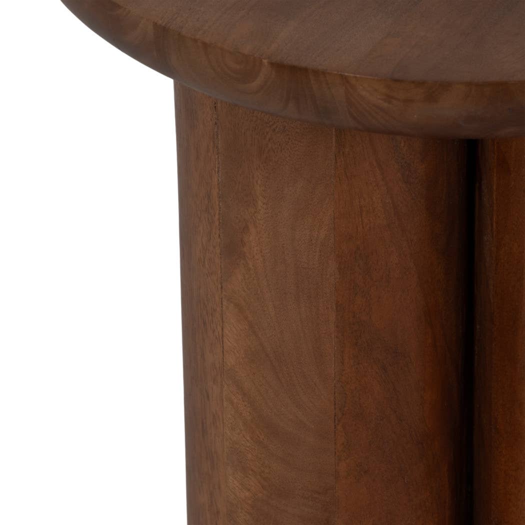 Mango Wood Scandinavian Round End Table - Brown, 18 in.