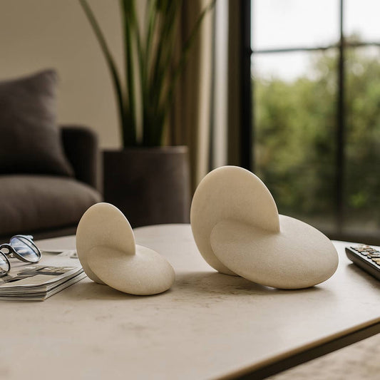 Decorative Objects Set of 2 - White Resin Modern, 8/11 in.