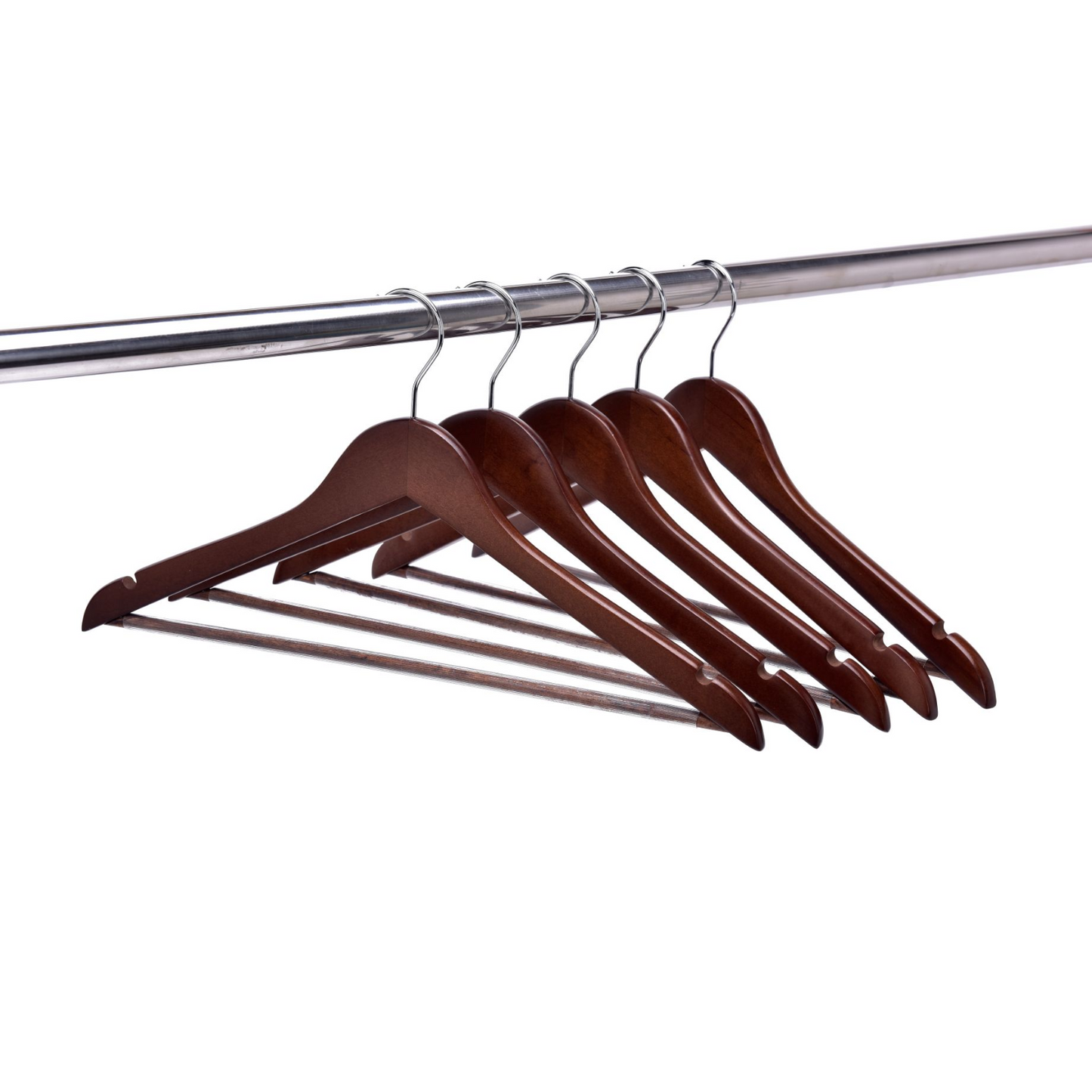 W020 Semi Curved Wooden Hanger 17.5" Walnut-Chrome - 80