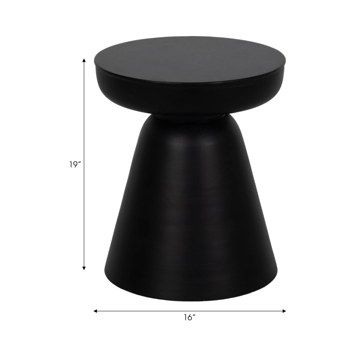 Side Table - Black Wood Round Drum Pedestal Base, 19 in.