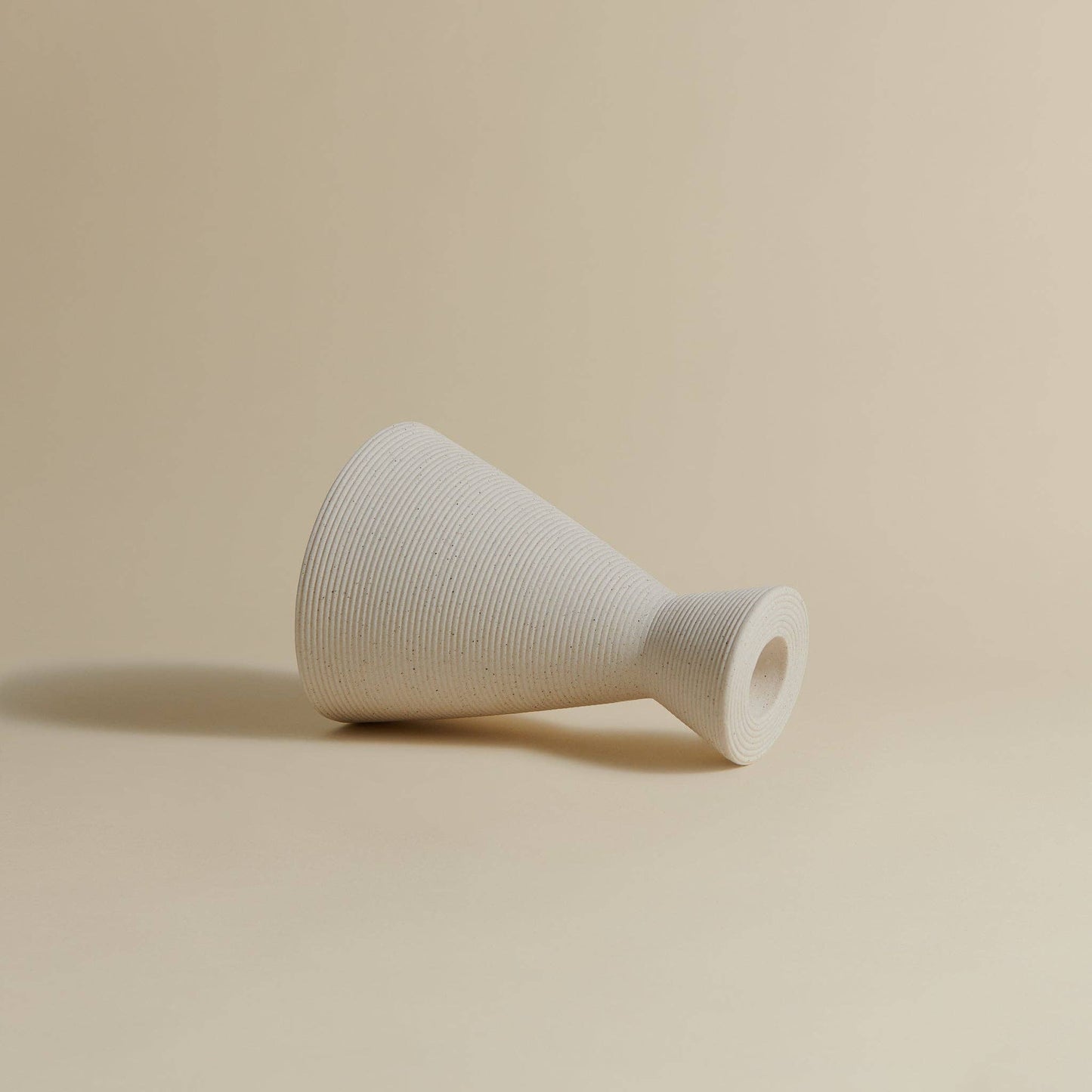 Medium Candlestick Holder: Ivory Clay