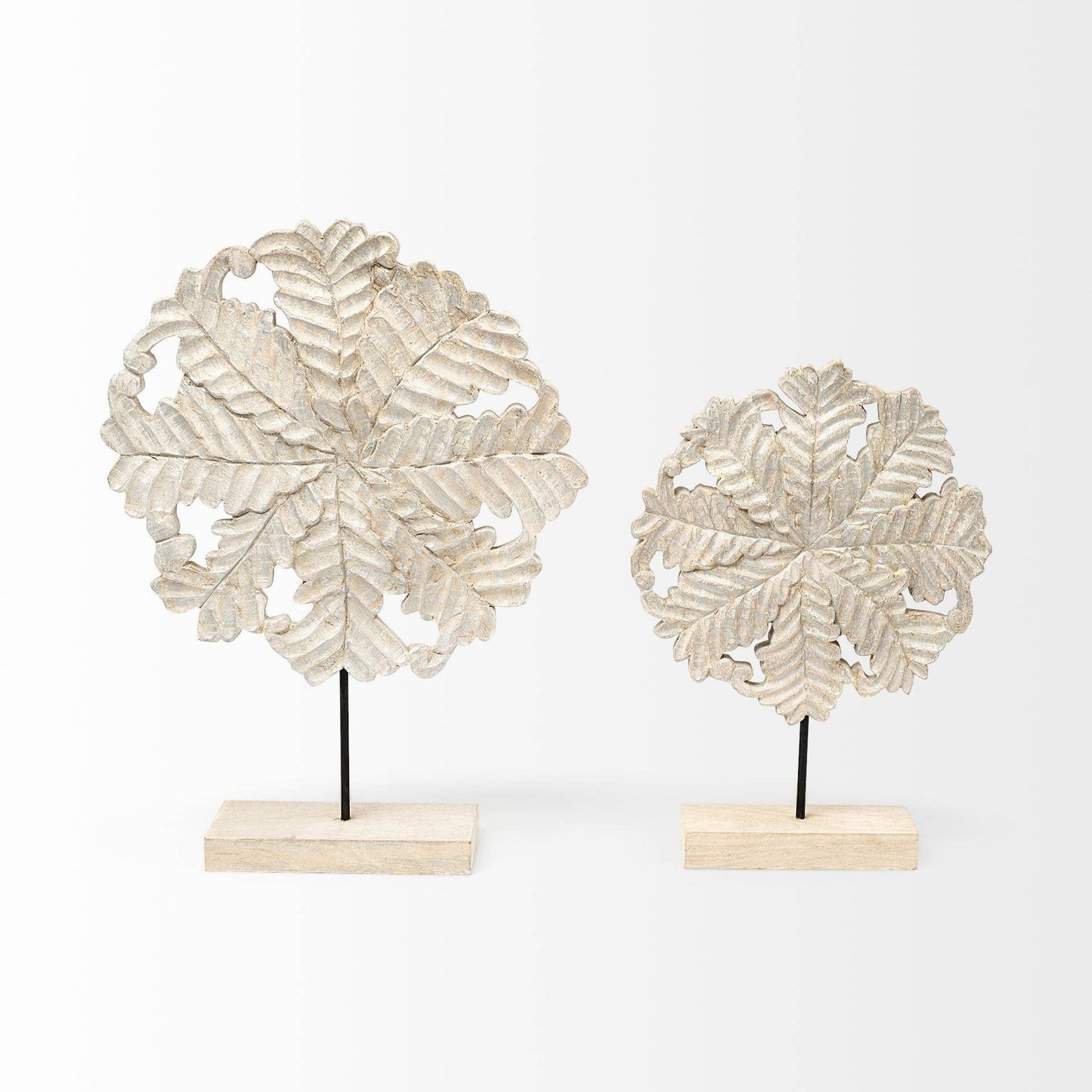 Petite Wood And Metal Floral Decor Piece