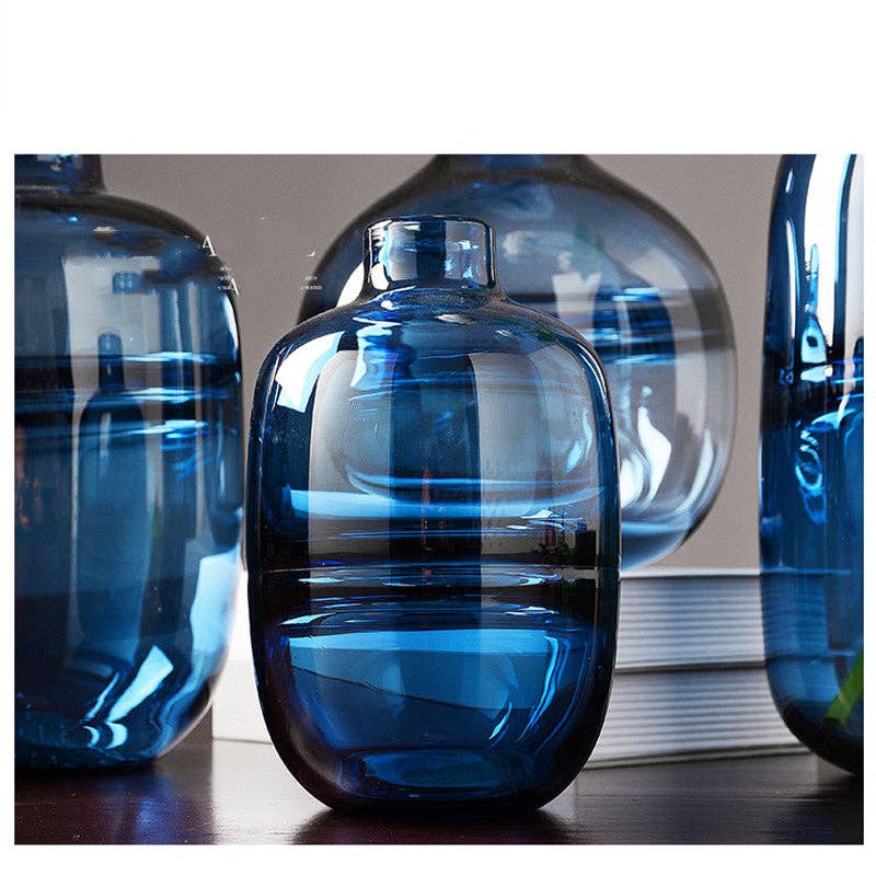 Thick Shadowy Unique Glass Vase: Blue / A