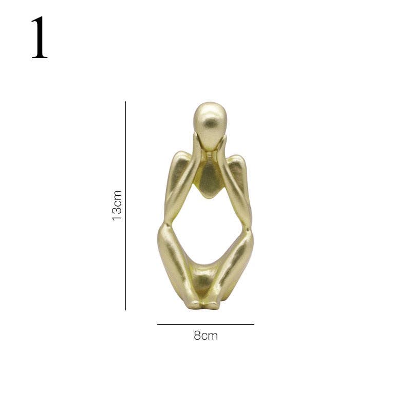 Abstract Thinker Statue Mini Resin Sculpture: Deep Blue