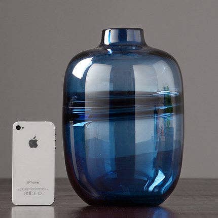 Thick Shadowy Unique Glass Vase: Blue / B