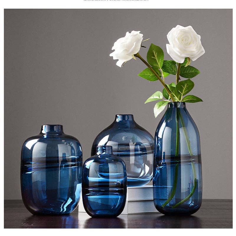 Thick Shadowy Unique Glass Vase: Blue / A