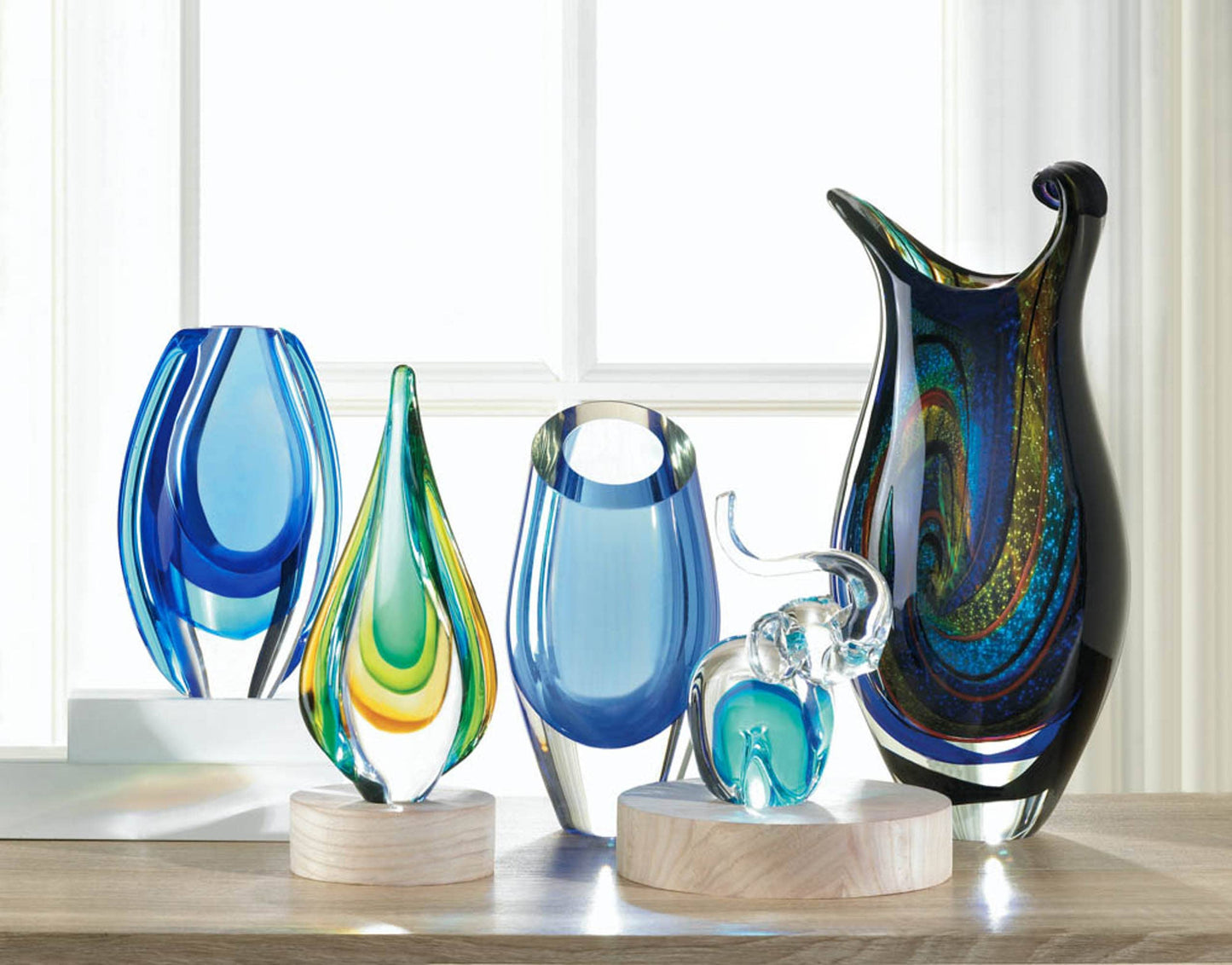 Azure Blue Art Glass Vase