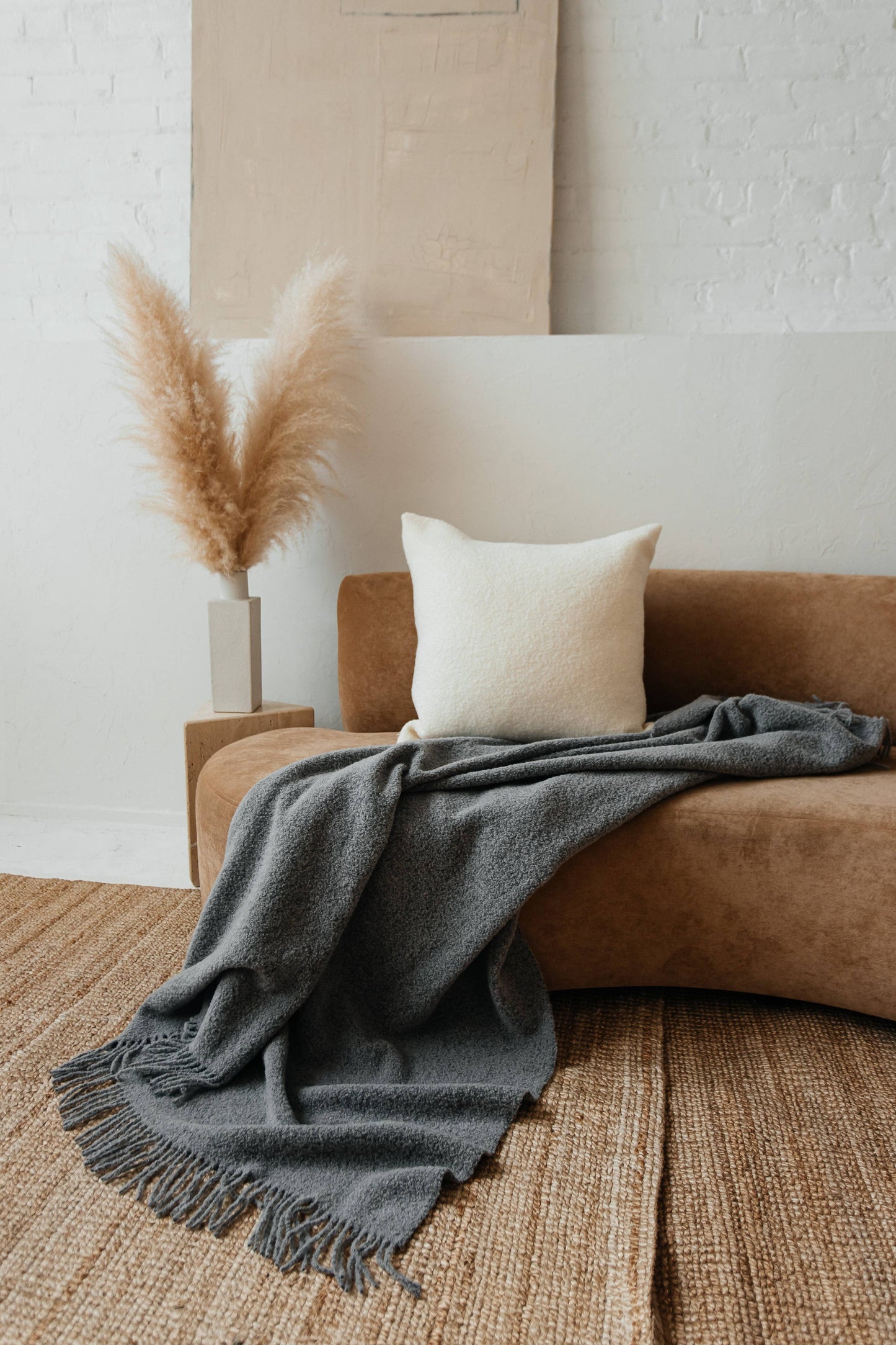 Baldwin Wool Boucle Throw: Ivory