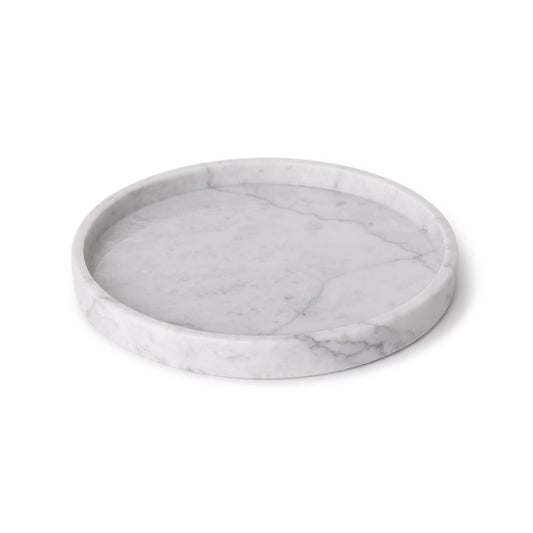 Marble tray round with edge Ø30cm white