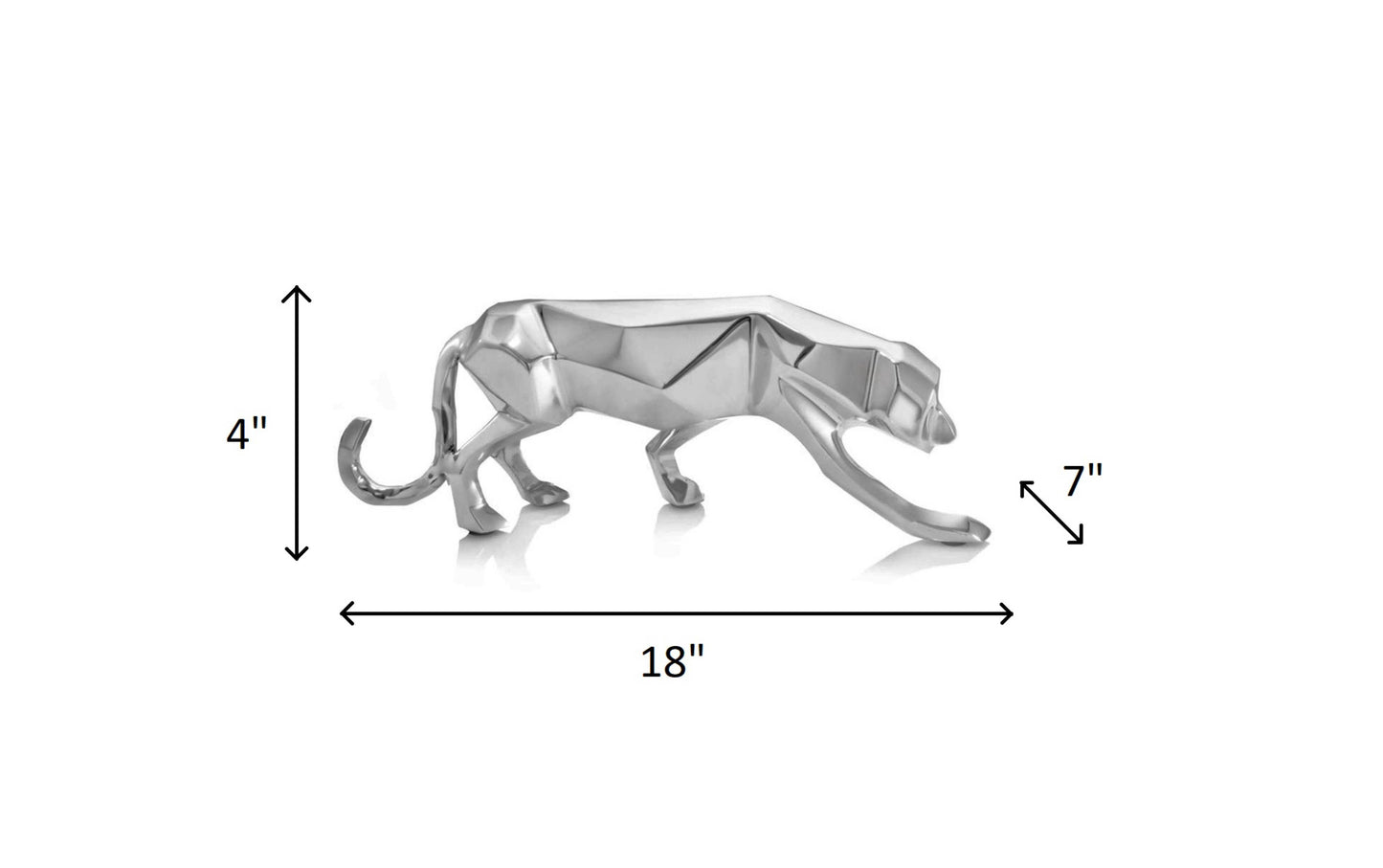 Silver Aluminum Geometric Panther Sculpture