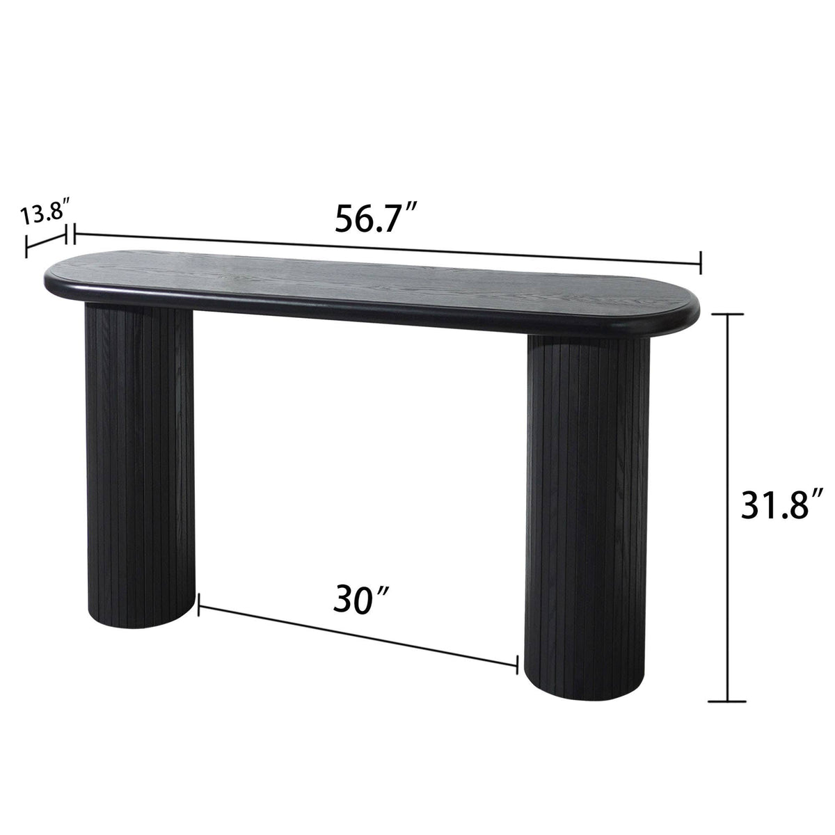 Wood Console Table, Modern Black Console Table, 56" W fluted entryway table,Black Entry Table Narrow Console Table Modern Hallway Table Modern Sofa Table for Living Room