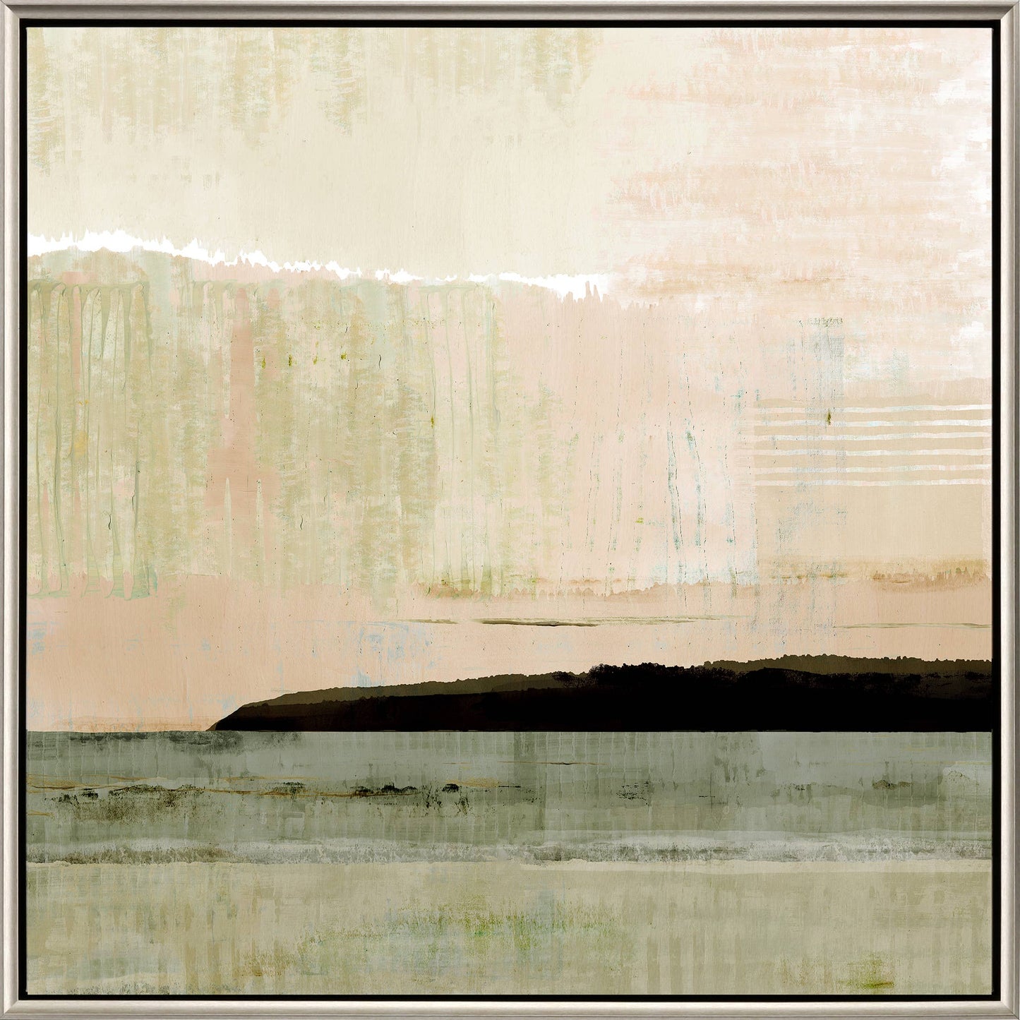 Blush Horizon I Silver Floater Frame Print Wall Art