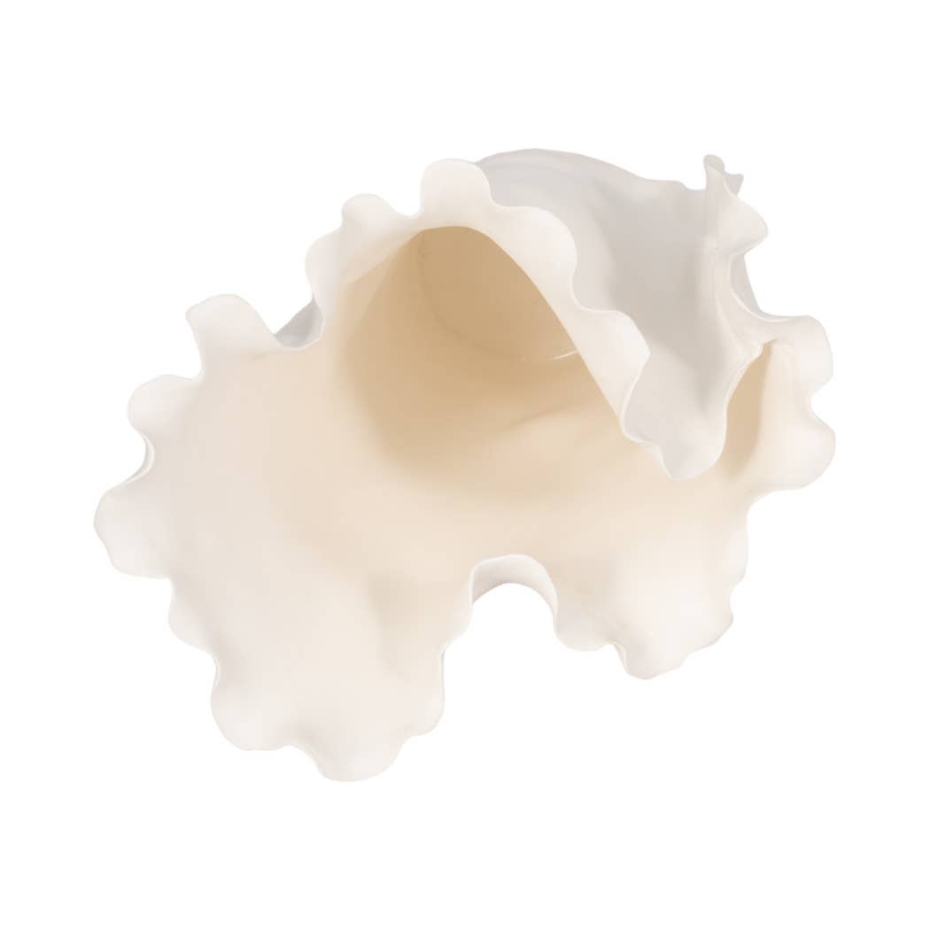 White 15x11 in. Ceramic Novelty Solid Handmade Flutter Vase