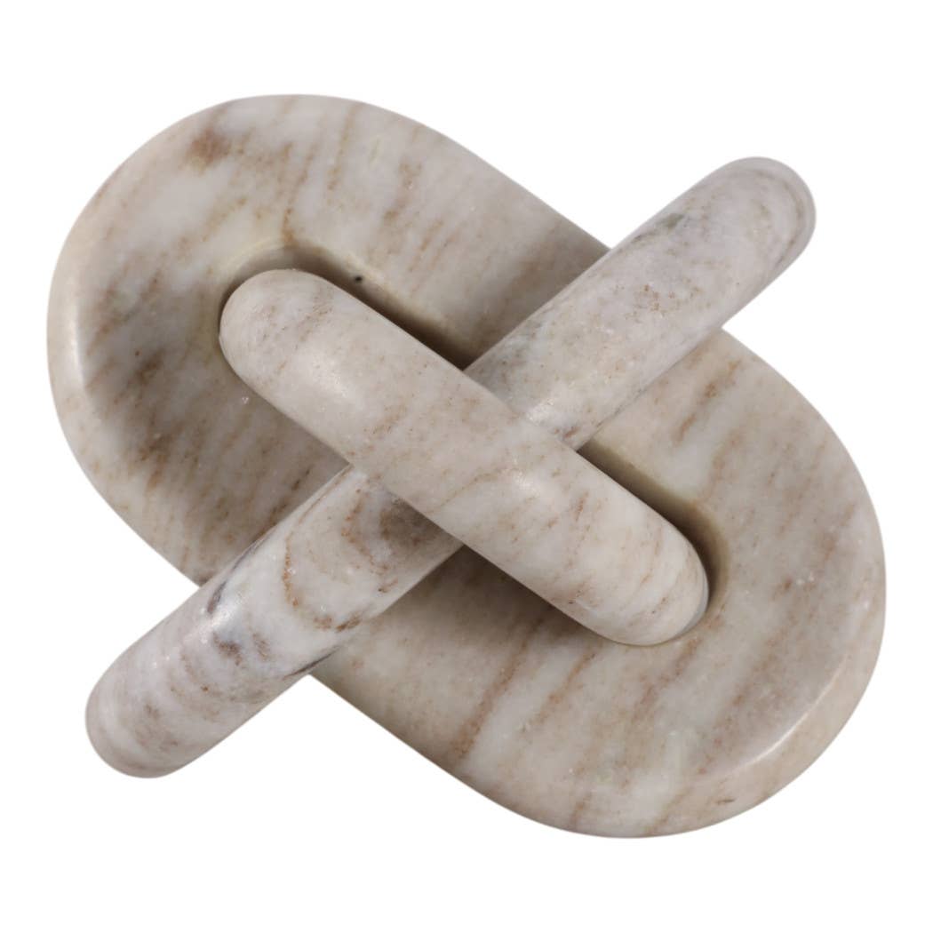 Decorative Object - Ivory Marble Modern Knot, 6 in.