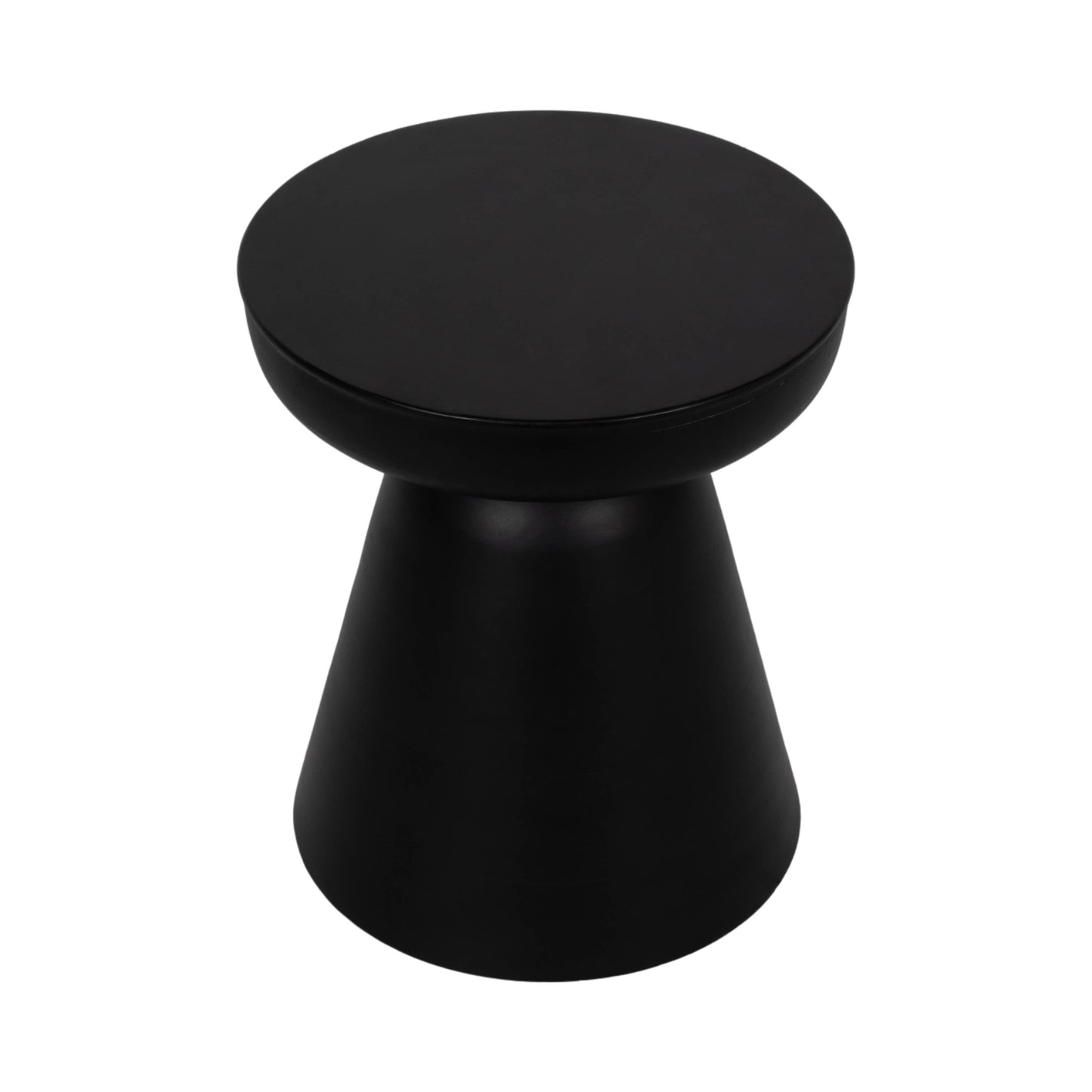 Side Table - Black Wood Round Drum Pedestal Base, 19 in.