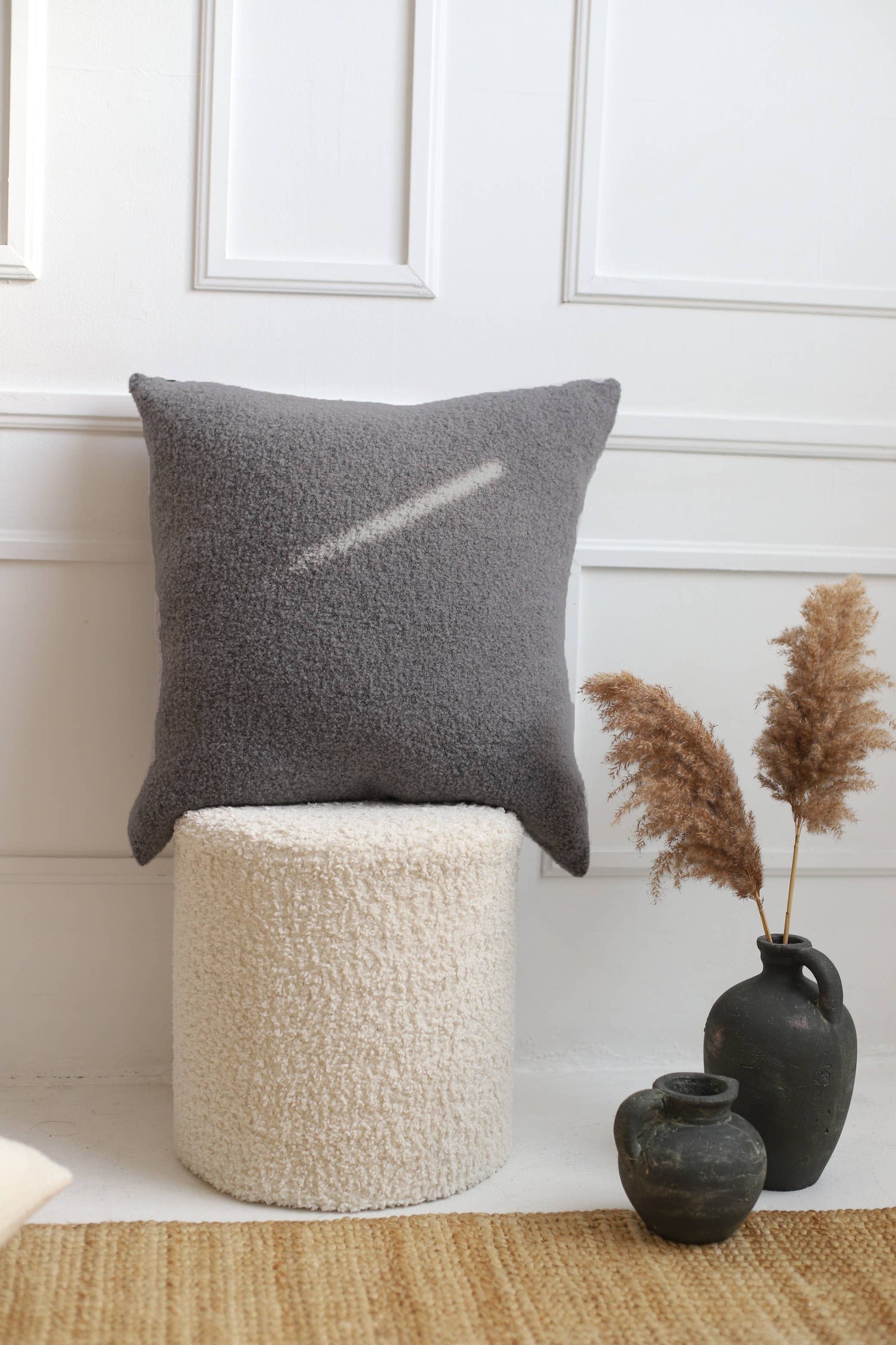 Baldwin Wool Pillow Cover: Ivory Melange Boucle