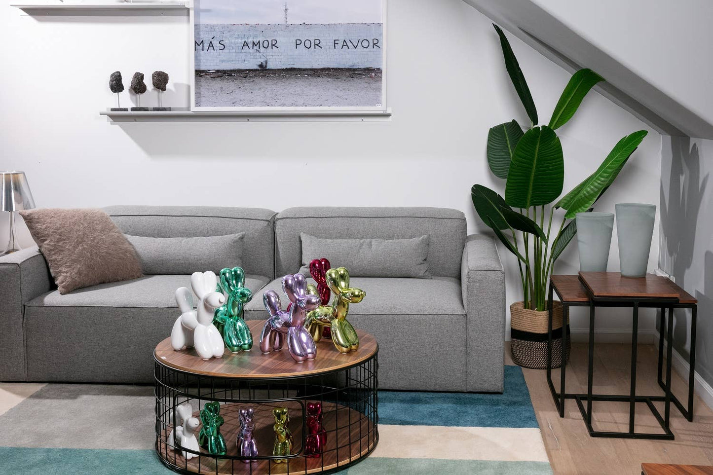 White Ceramic Dog Piggy Bank - 12" tall