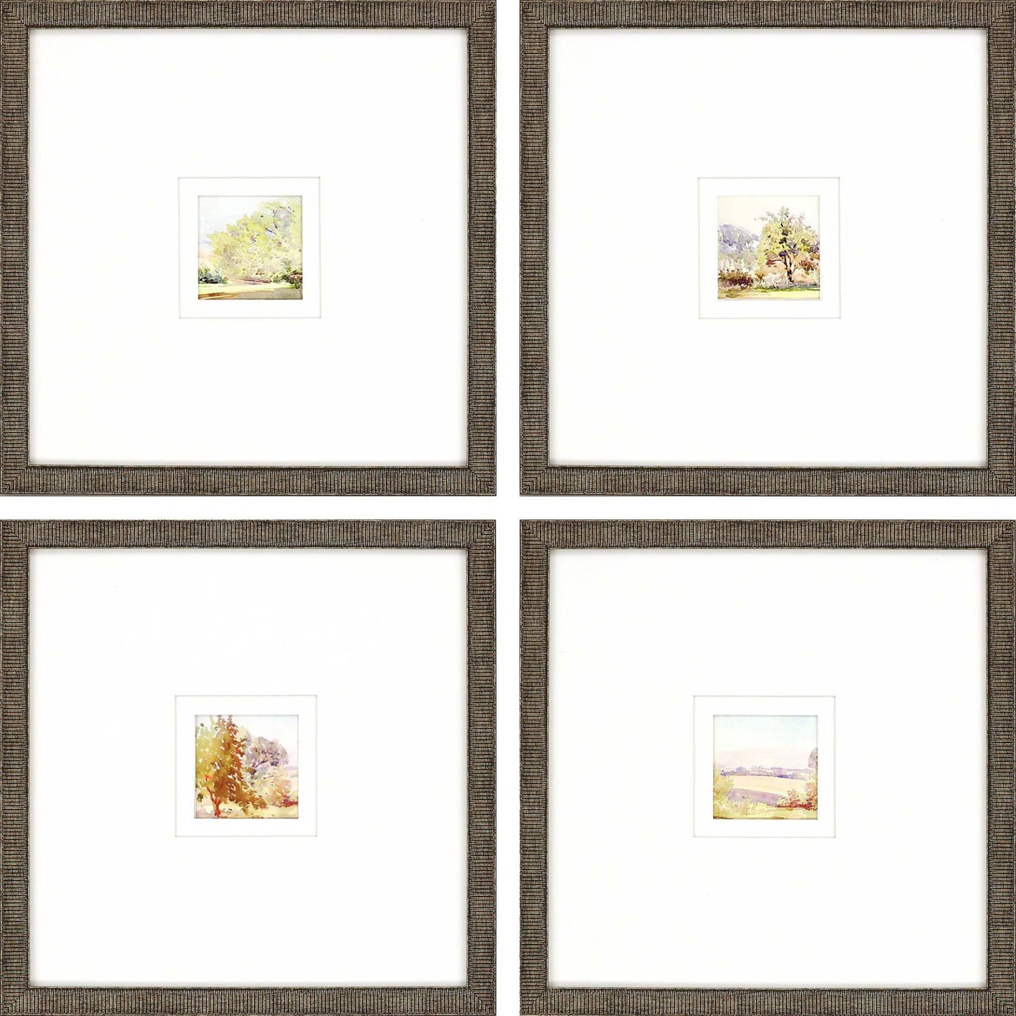 Set Of Four Petite Sunrise Gold Framed Print Wall Art