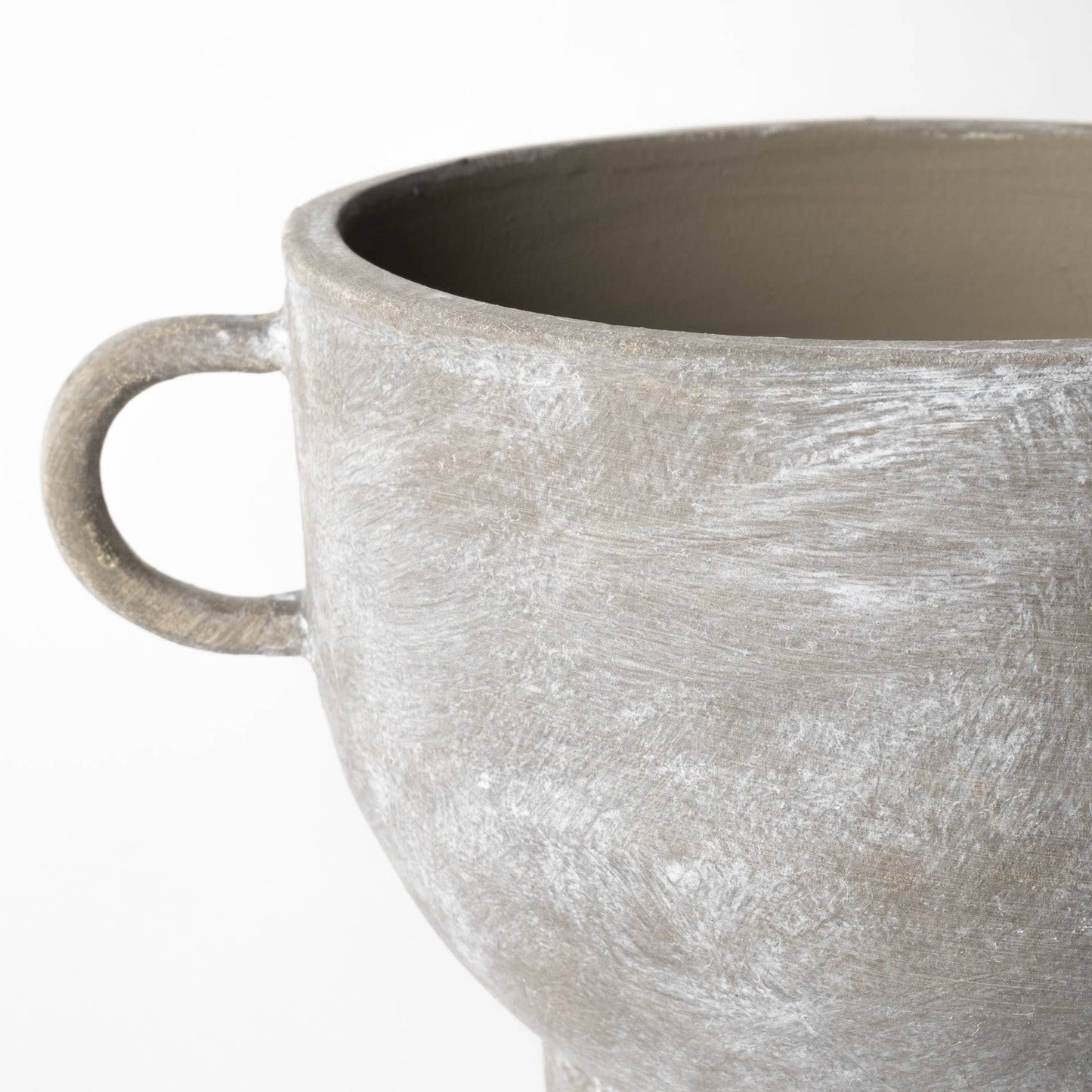 7" Rustic Organic Finish Whitewash Brown Ceramic Vase