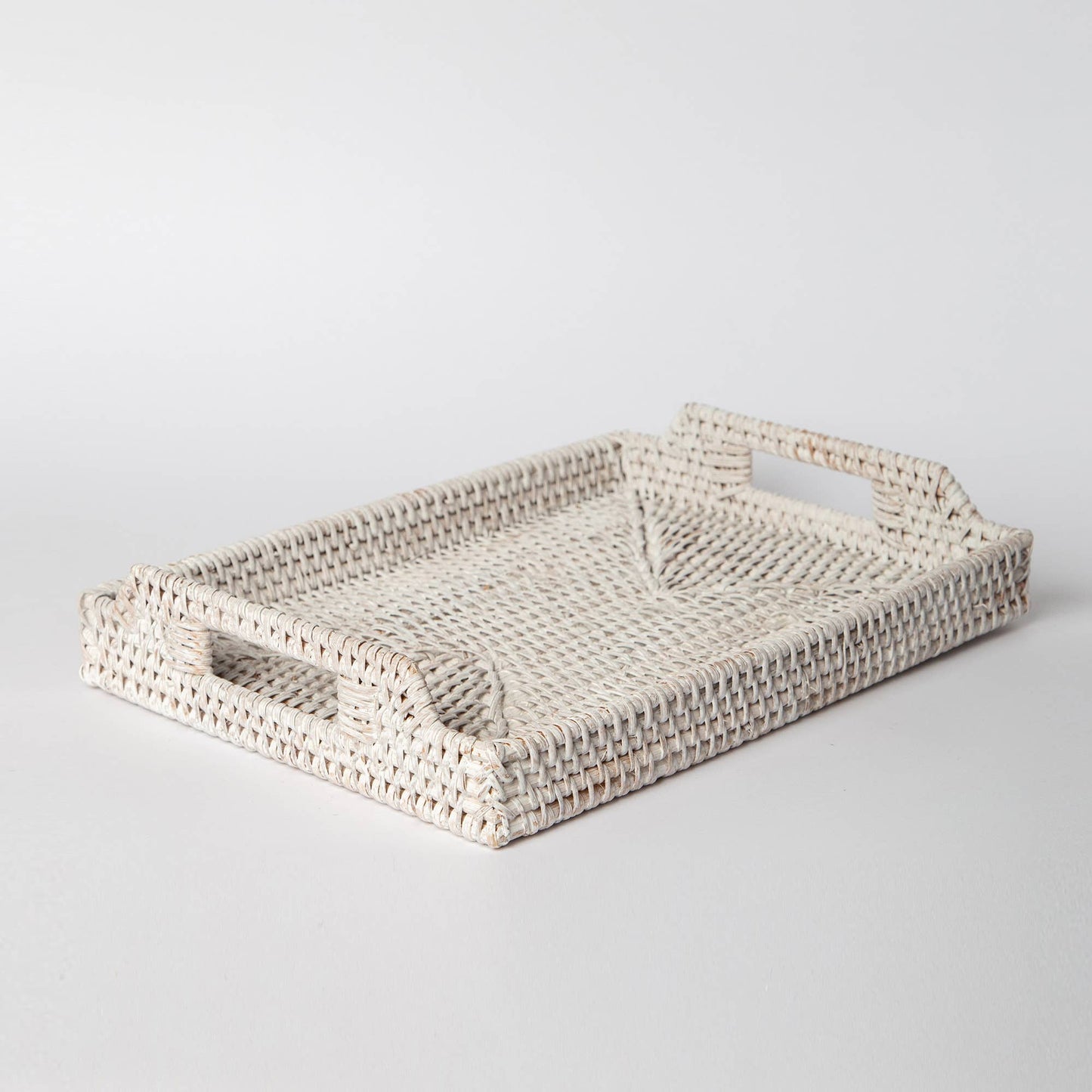 490 - Rattan Tray: Large / White