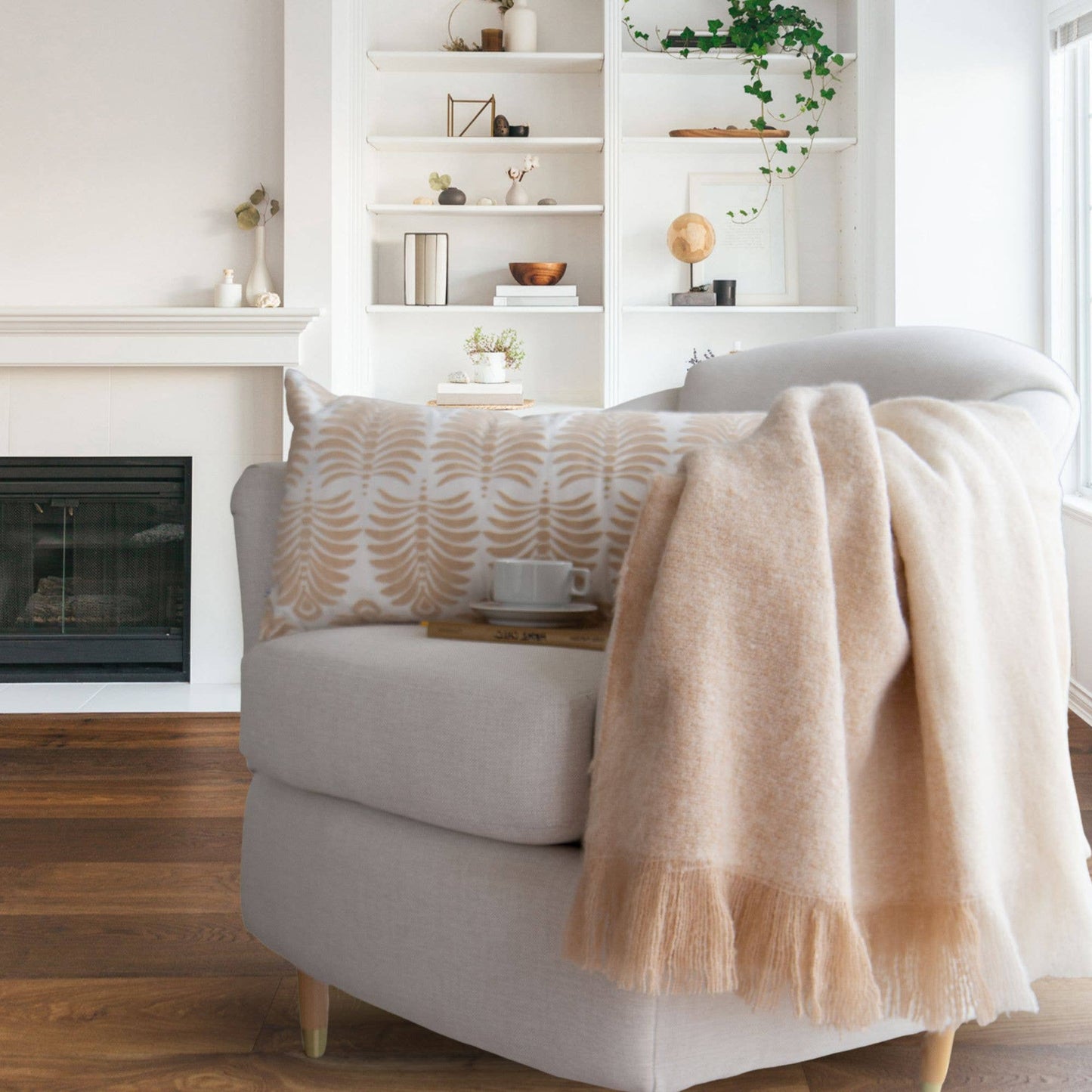 Calla Faux Mohair Throw – Soft, Stylish, Cozy Blanket: Tan / 50" X 60"