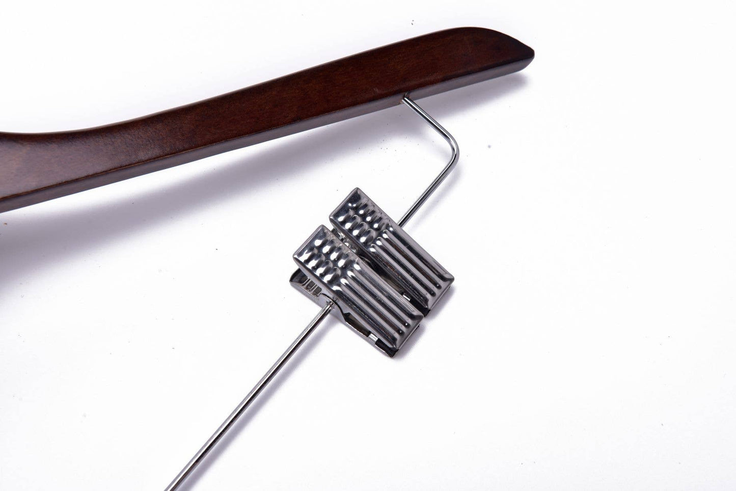 W022 Wooden Skirt Hangers 17", Walnut with Chrome hook - 100