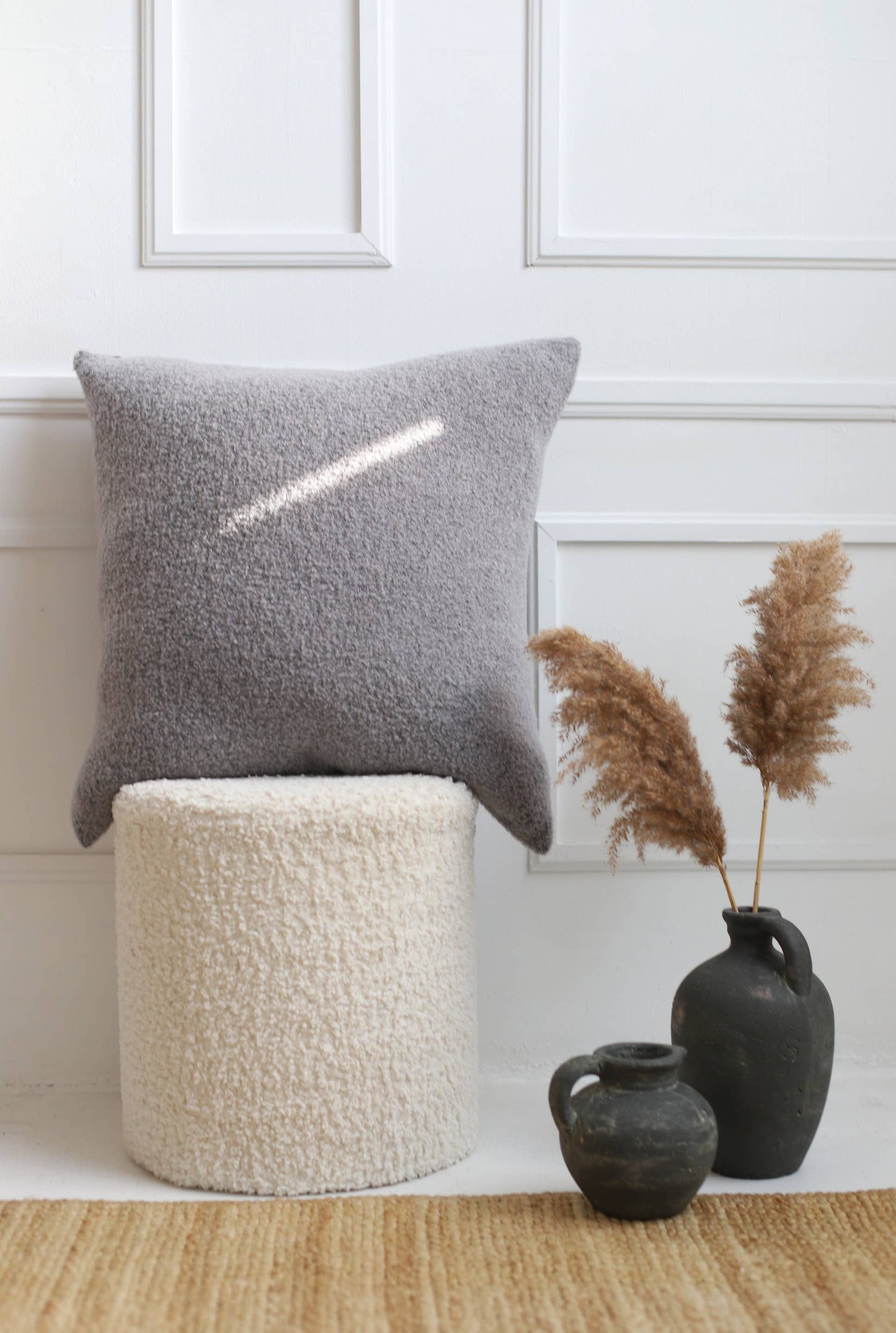 Baldwin Wool Pillow Cover: Ivory Melange Boucle
