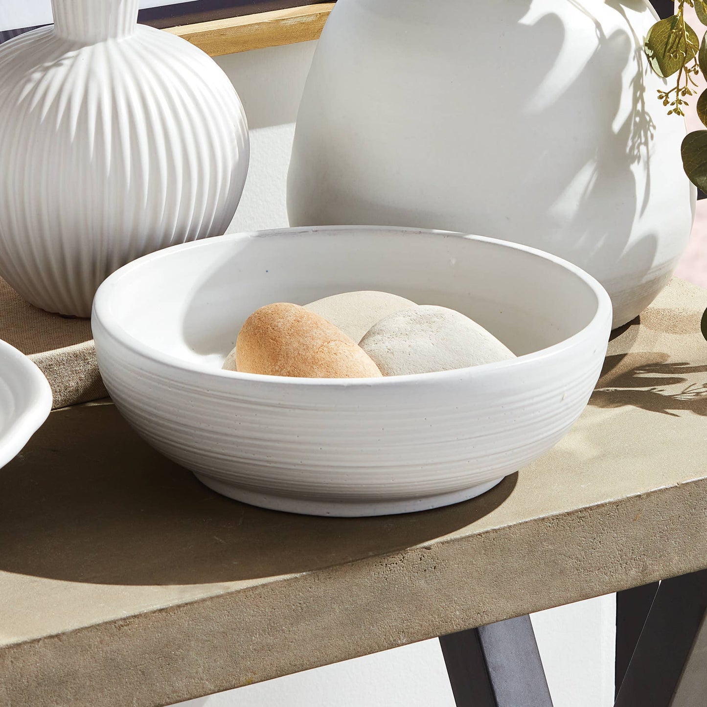 Annika Decorative Bowl: White / Terracotta
