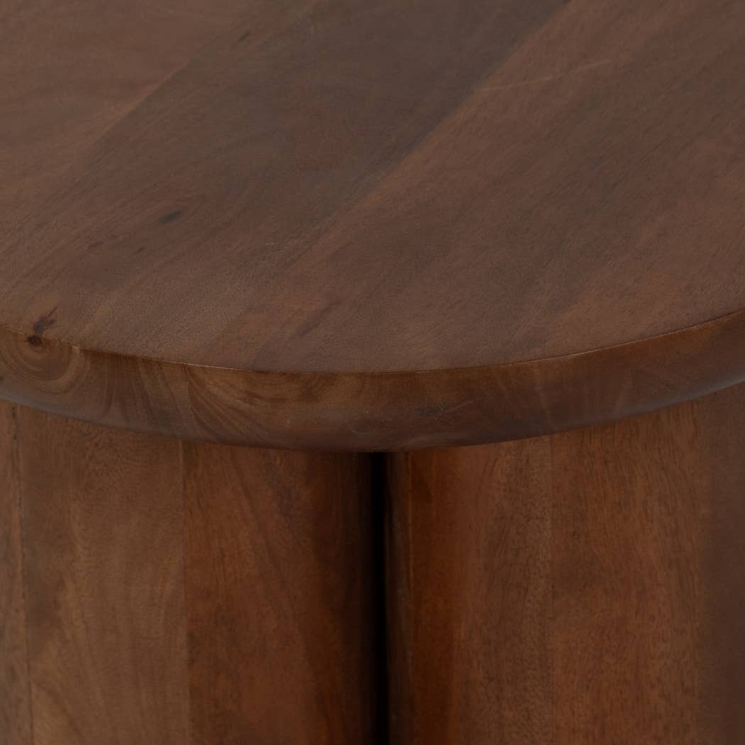 Mango Wood Scandinavian Round End Table - Brown, 18 in.