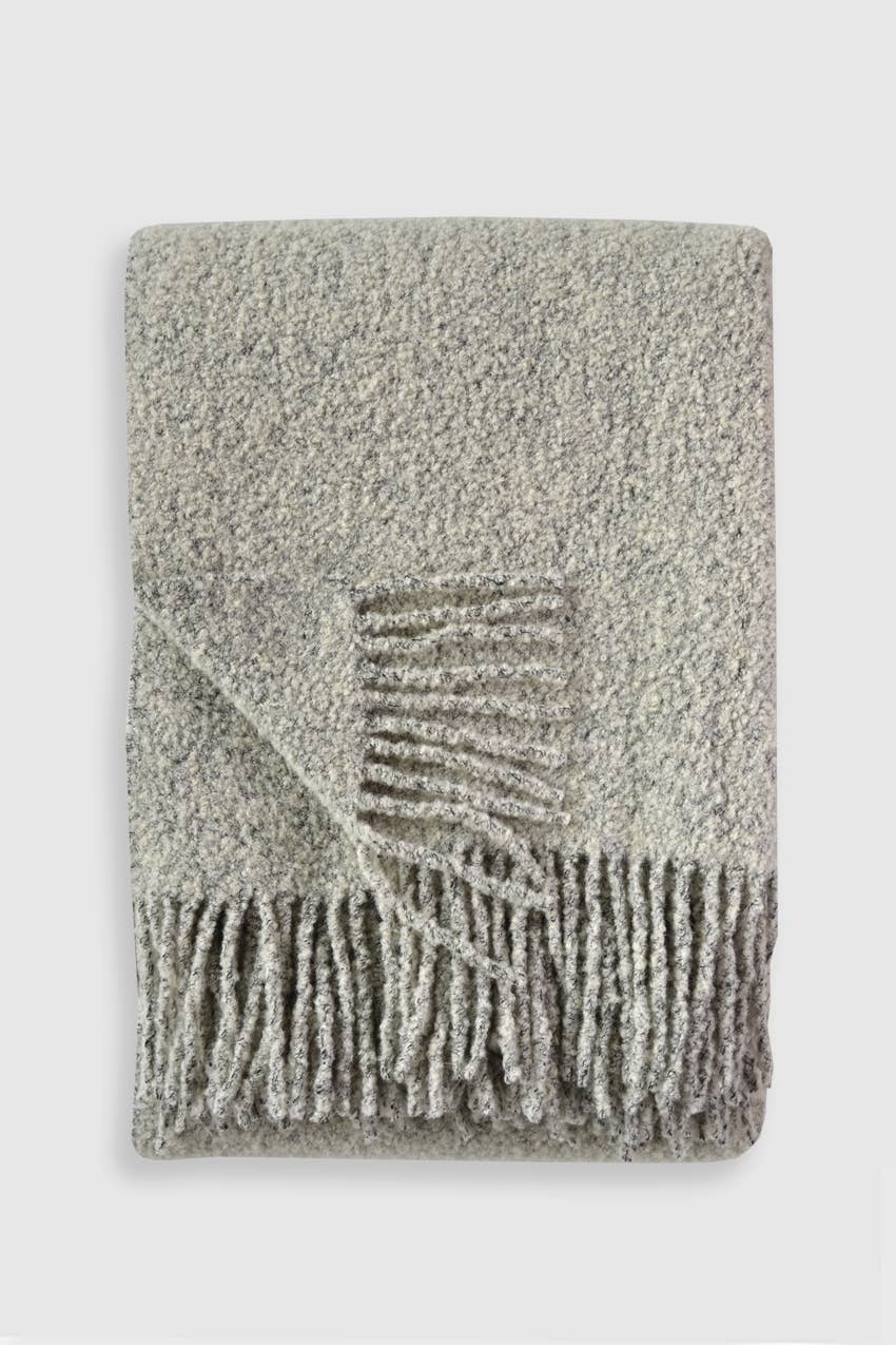 Baldwin Wool Boucle Throw: Ivory