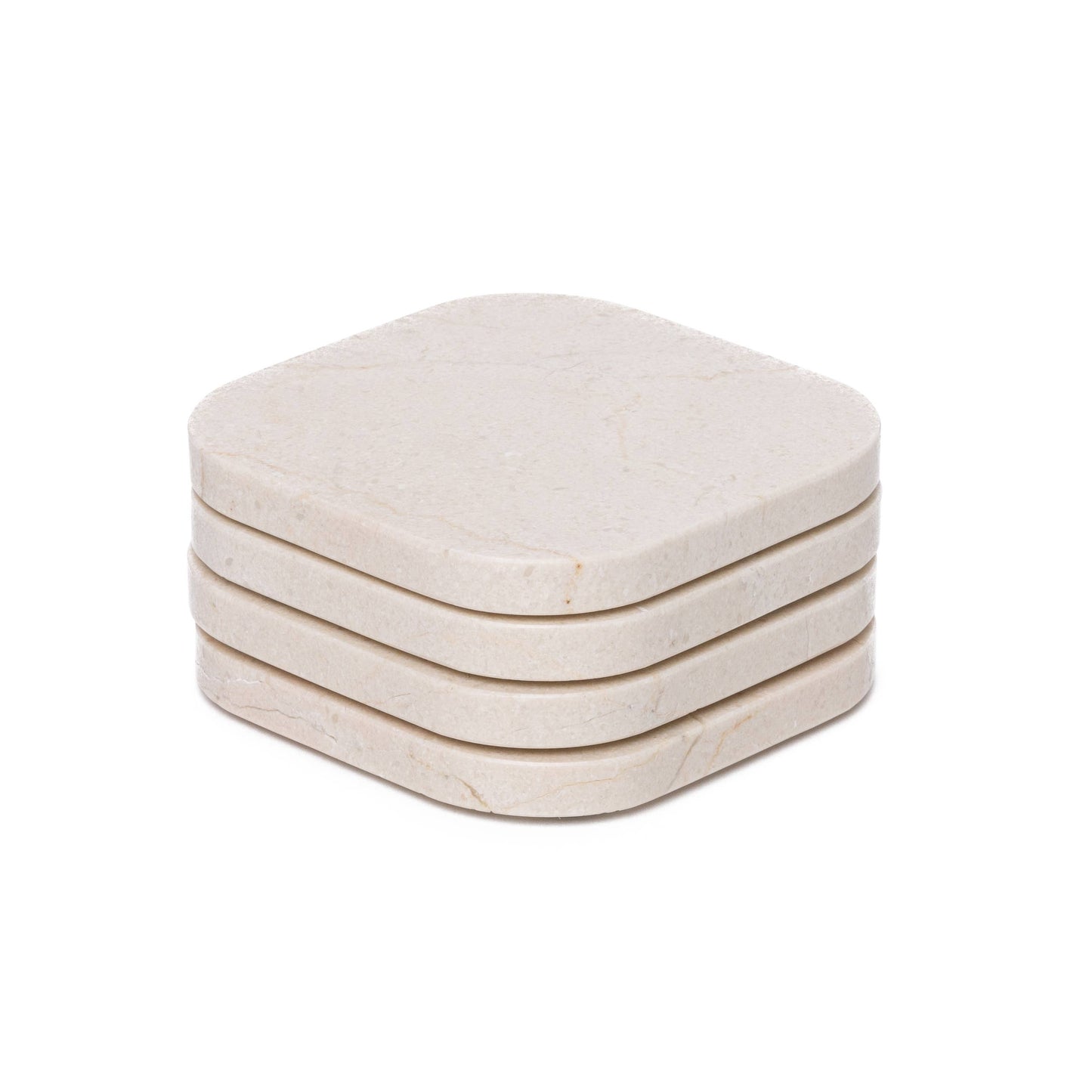 Marble coaster - organic - beige set of 4 - 10x1