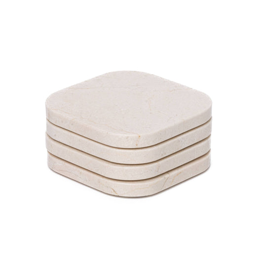 Marble coaster - organic - beige set of 4 - 10x1