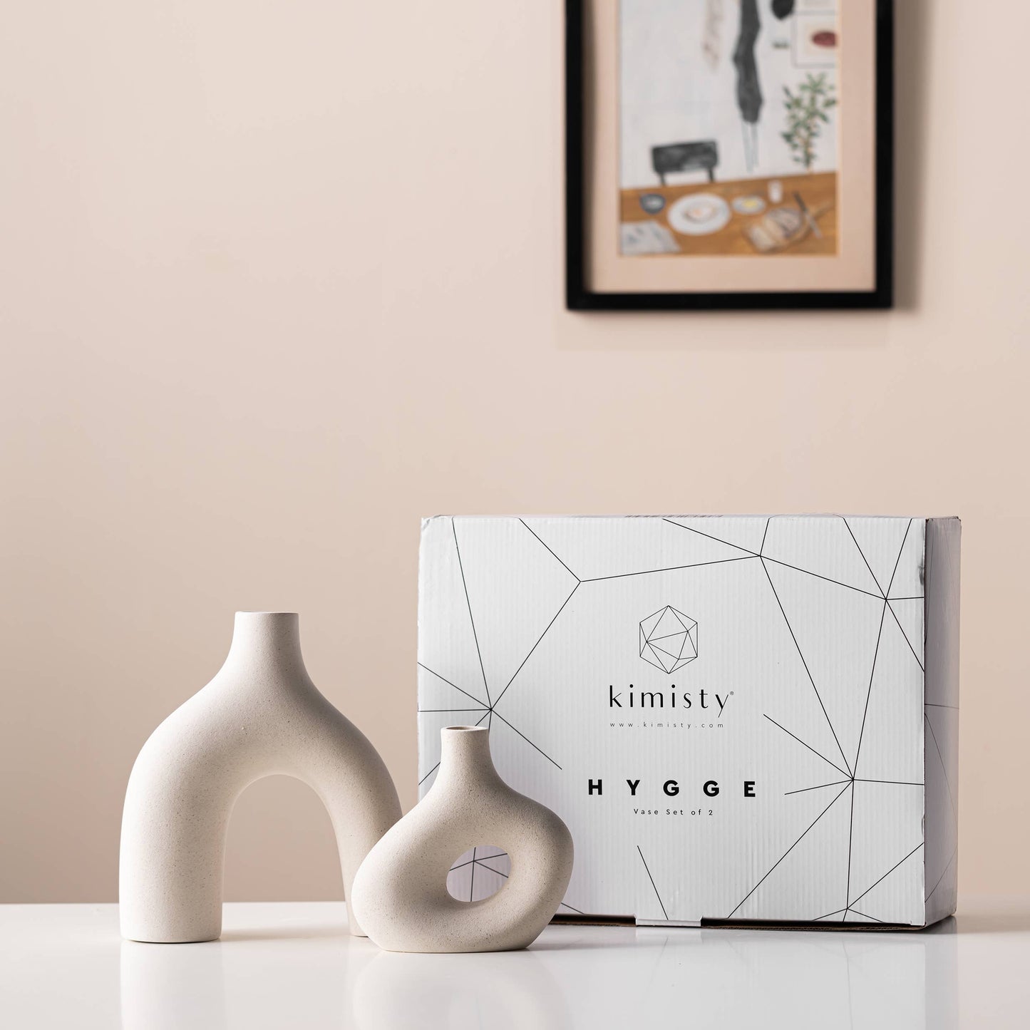 Kimisty Ceramic Off White Nordic Vase Set 2, Pampas Vases