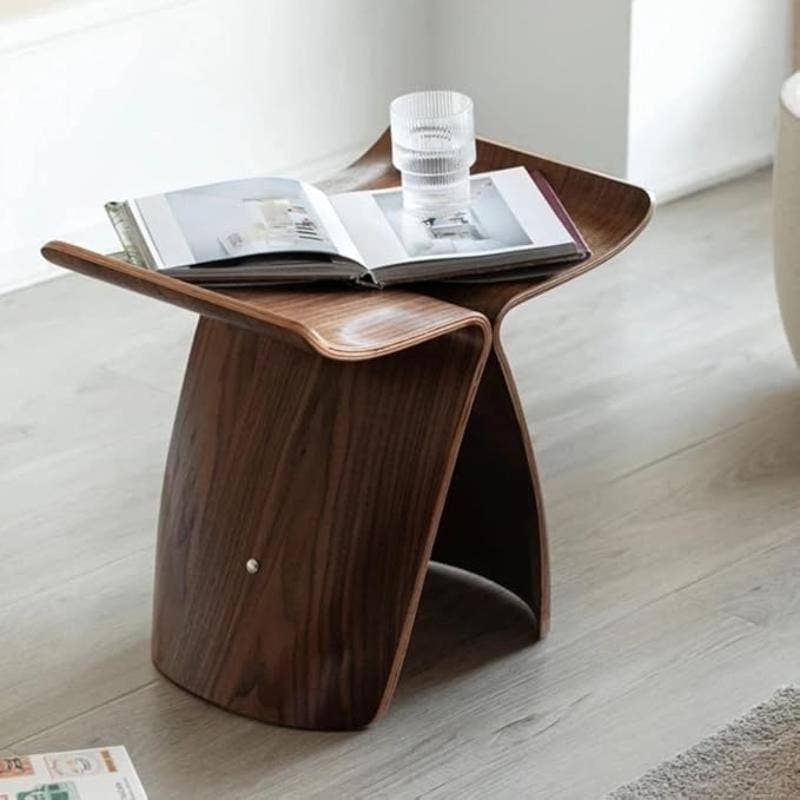 Sculptural Wood Accent Stool