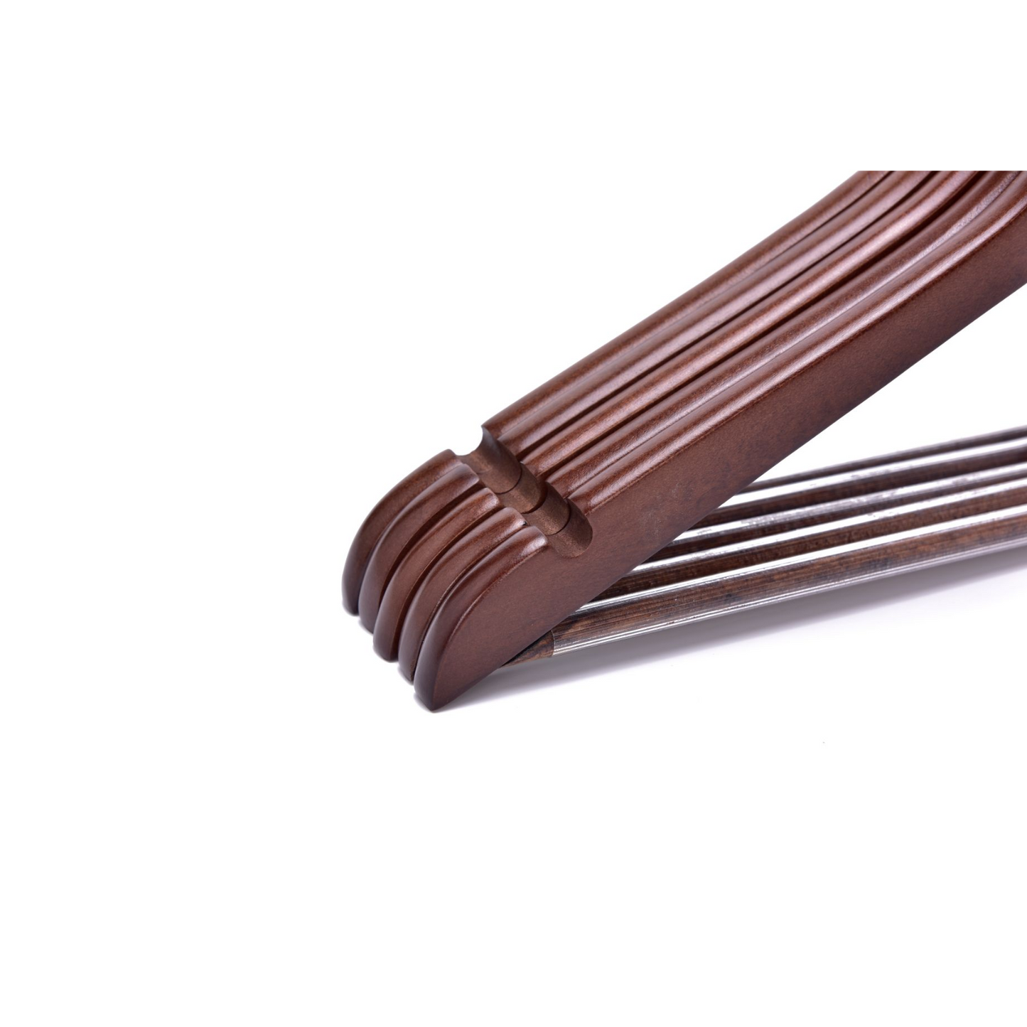 W020 Semi Curved Wooden Hanger 17.5" Walnut-Chrome - 80
