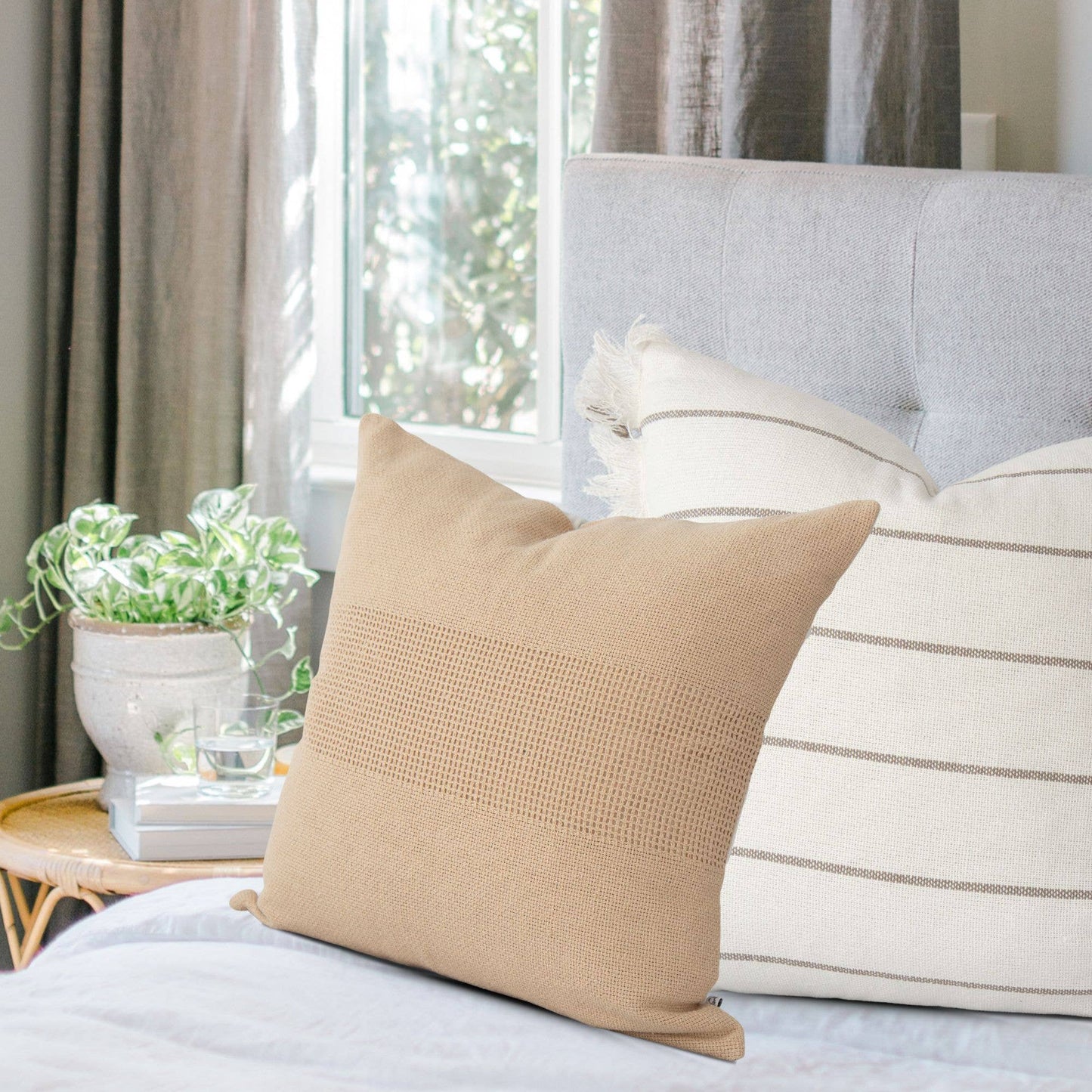 Lennox Woven Textured Pillow Cover: Cream / 20" X 20"