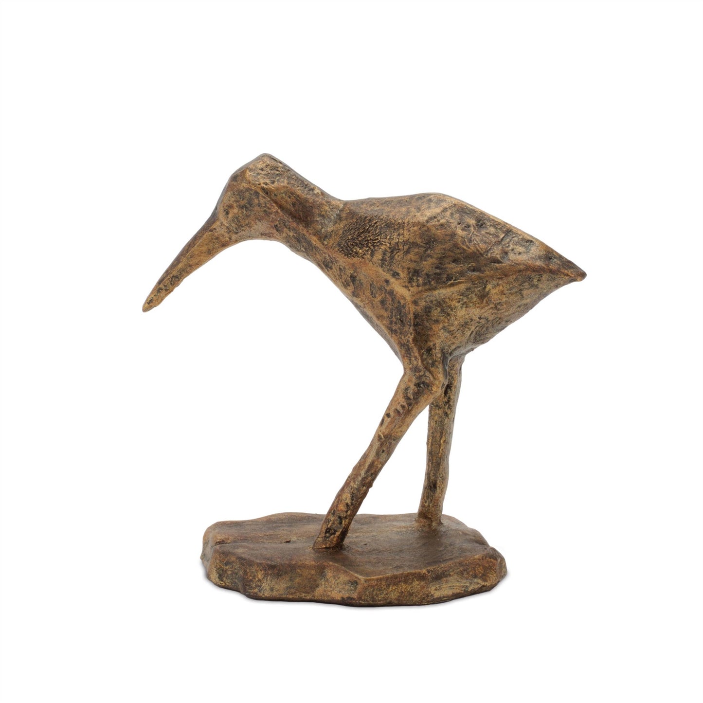 Set of Three Brown And Gold Polyresin Sandpiper Bird Figurines