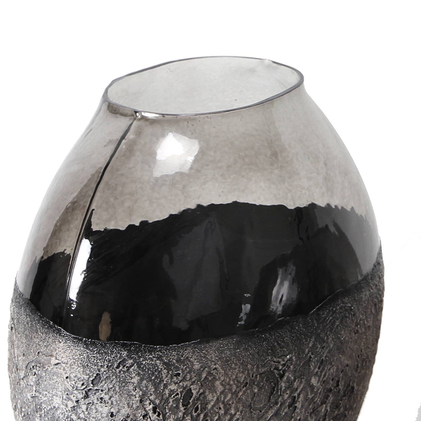 Lunar Decorative Glass Vase: Grey / H-12.75" | D-13" X 7.25"