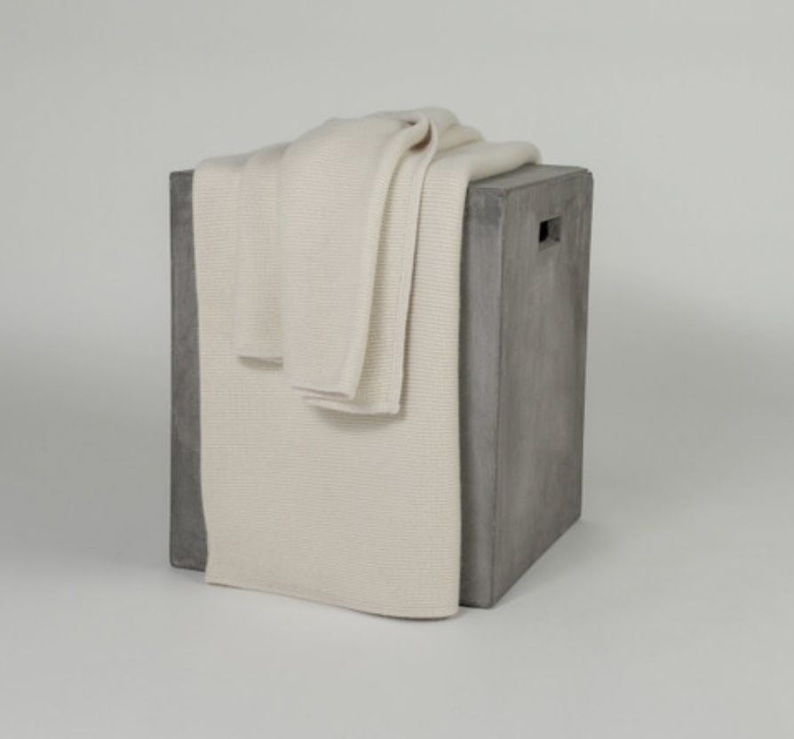 Cream Purl Knit Cashmere Throw