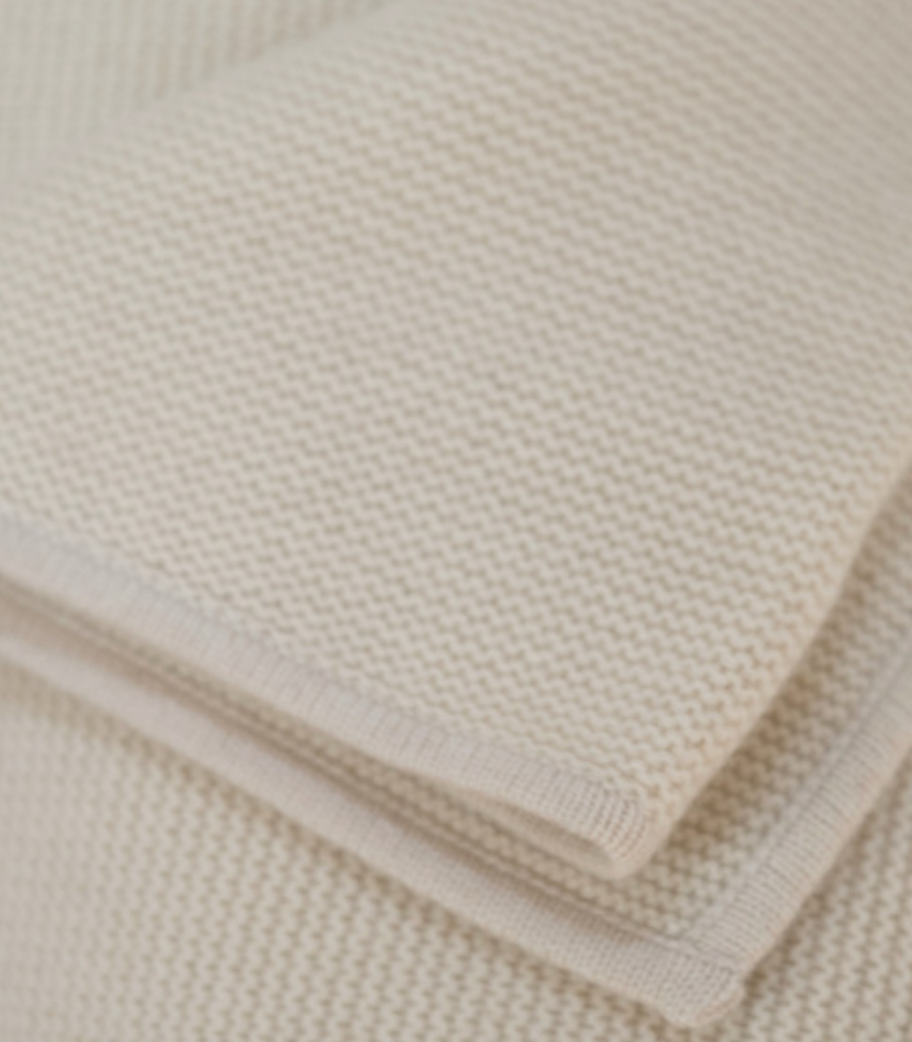 Cream Purl Knit Cashmere Throw