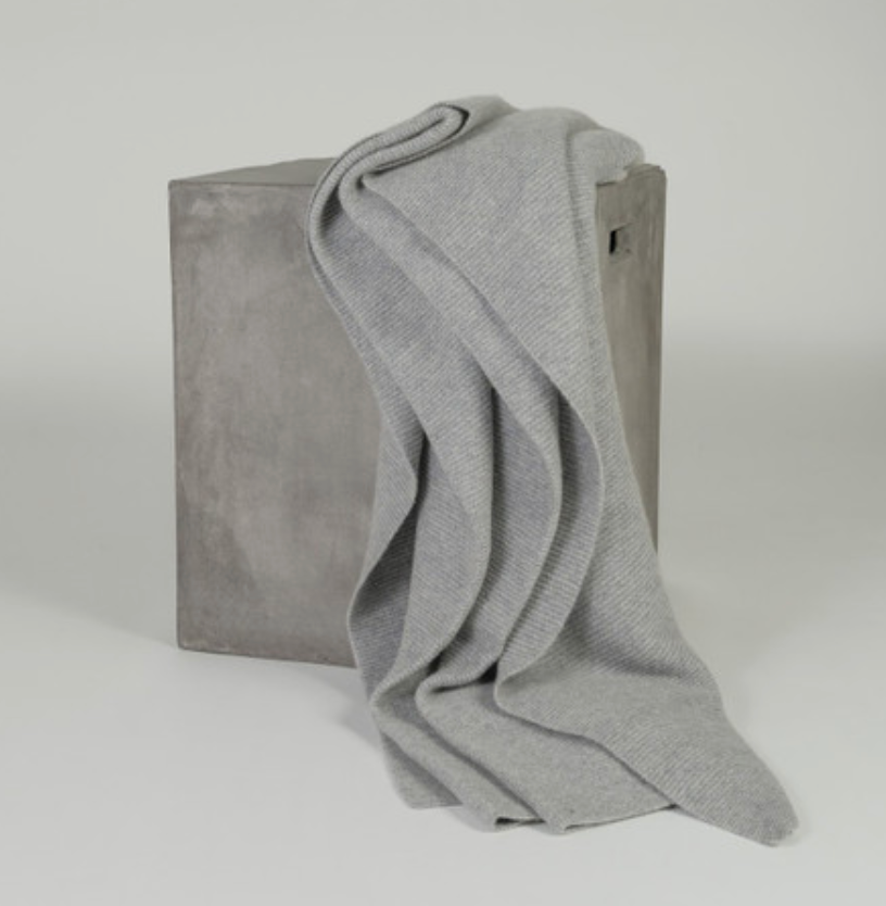 Organic Gray Purl Knit Cashmere Throw