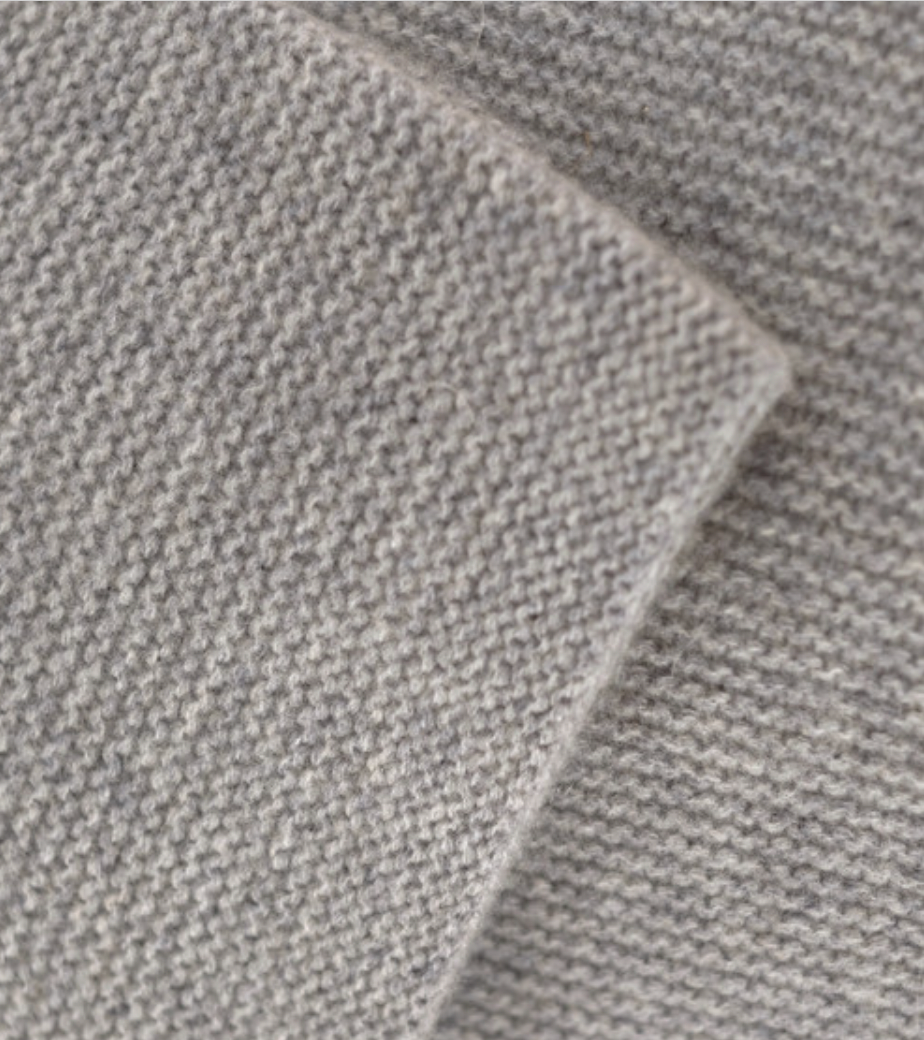 Organic Gray Purl Knit Cashmere Throw