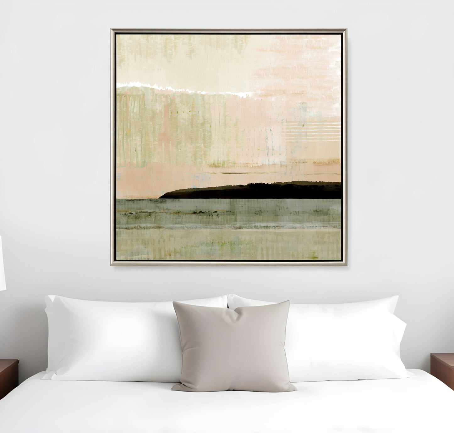Blush Horizon I Silver Floater Frame Print Wall Art