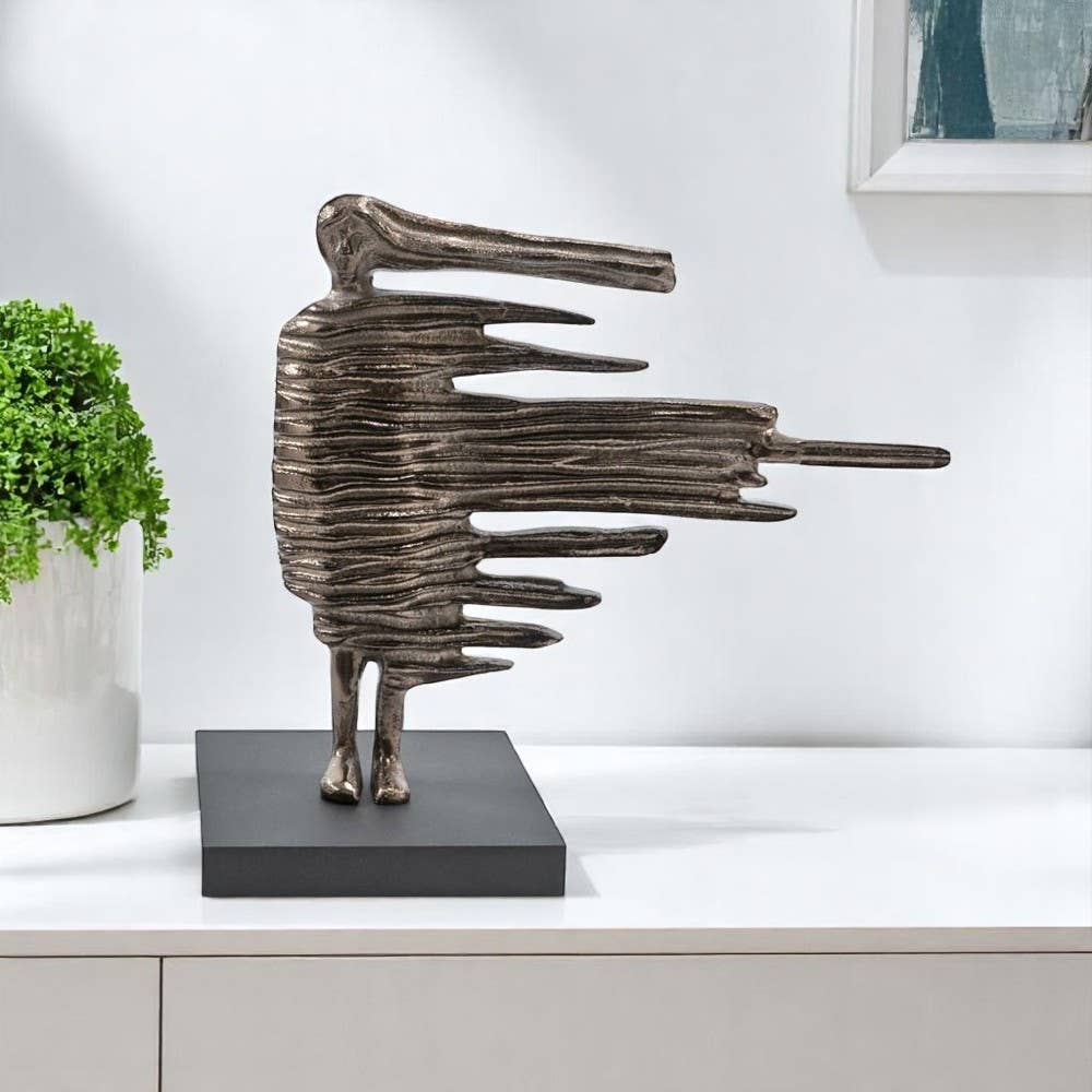 12" Bronze Aluminum Blown Away Woman Tabletop Sculpture