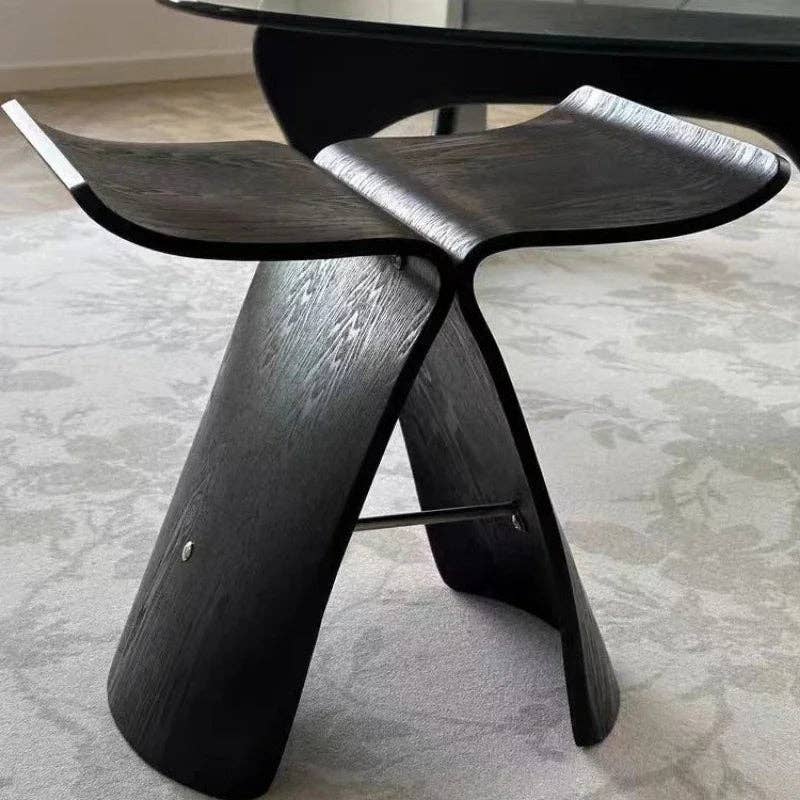 Sculptural Wood Accent Stool