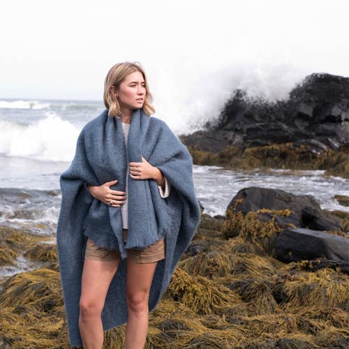 Luxe Mohair Throw: Denim