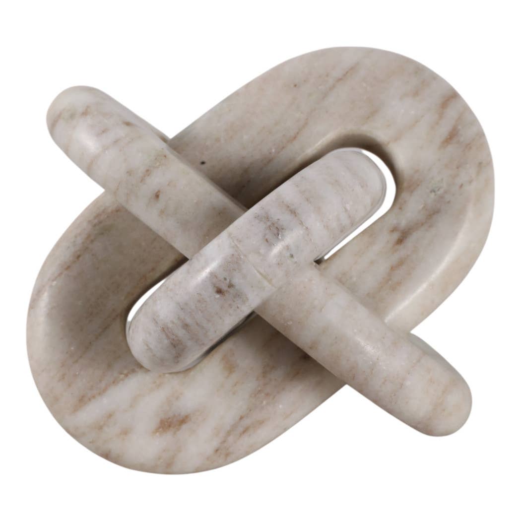 Decorative Object - Ivory Marble Modern Knot, 6 in.