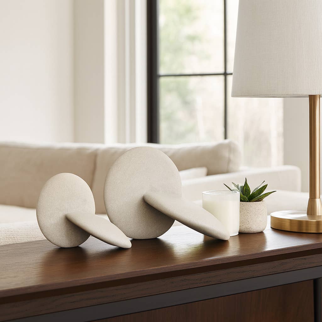 Decorative Objects Set of 2 - White Resin Modern, 8/11 in.